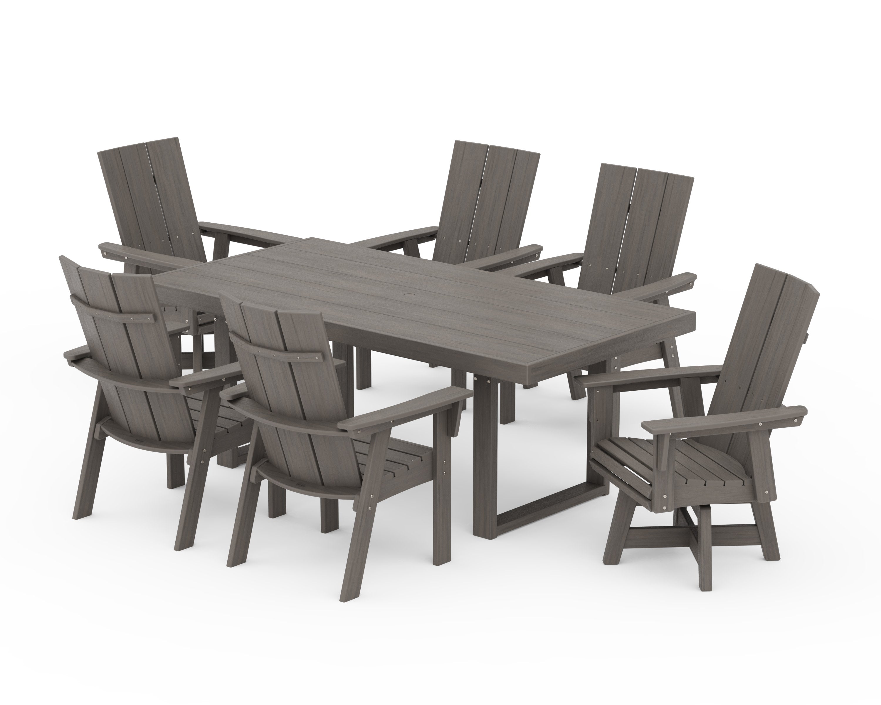 Modern Adirondack 7-Piece Dining Set in Driftwood