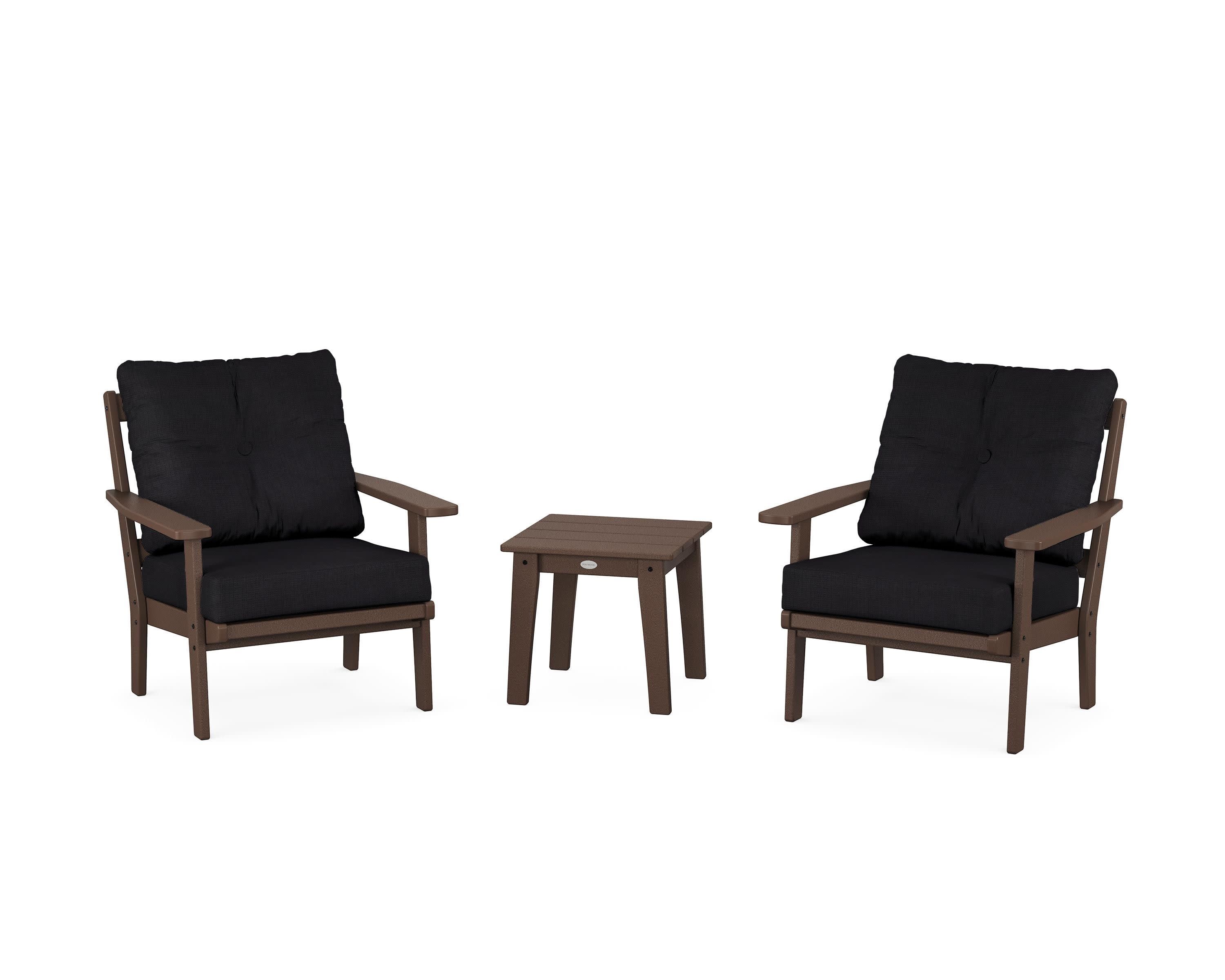 Oxford 3-Piece Deep Seating Set in Mahogany / Midnight Linen