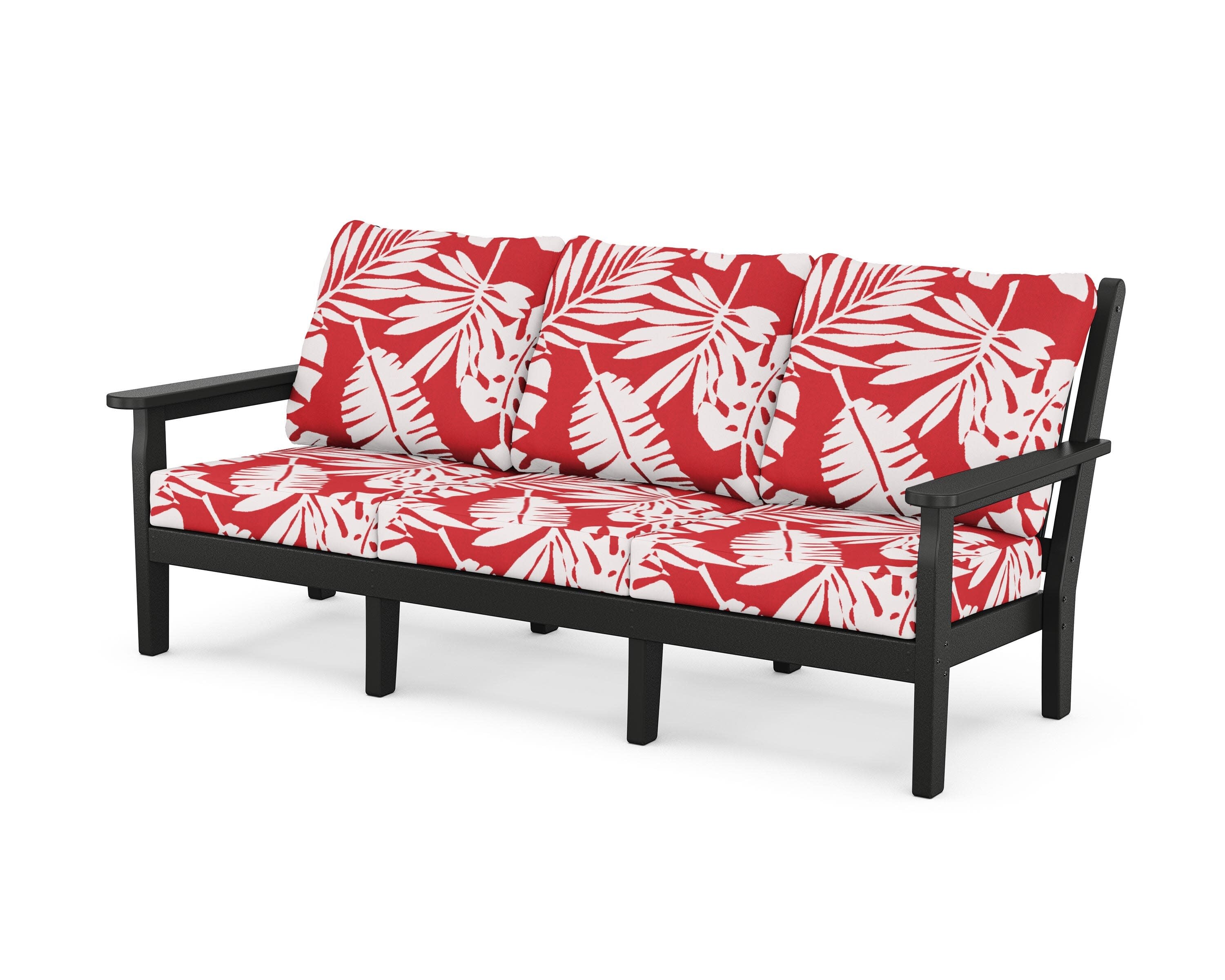 Chippendale Deep Seating Sofa in Black / Leaf Crimson