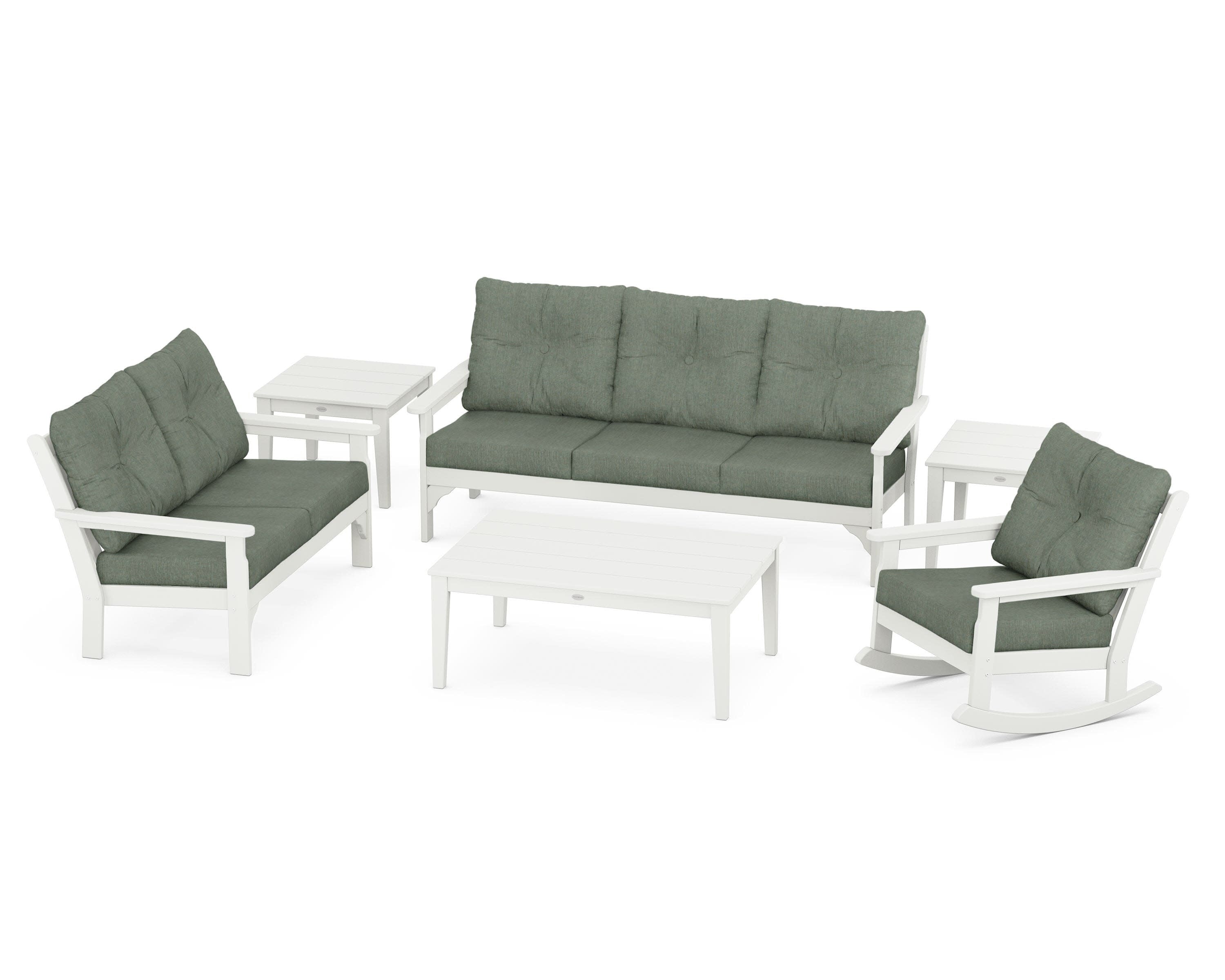 Vineyard 6-Piece Deep Seating Set in Vintage White / Cast Sage