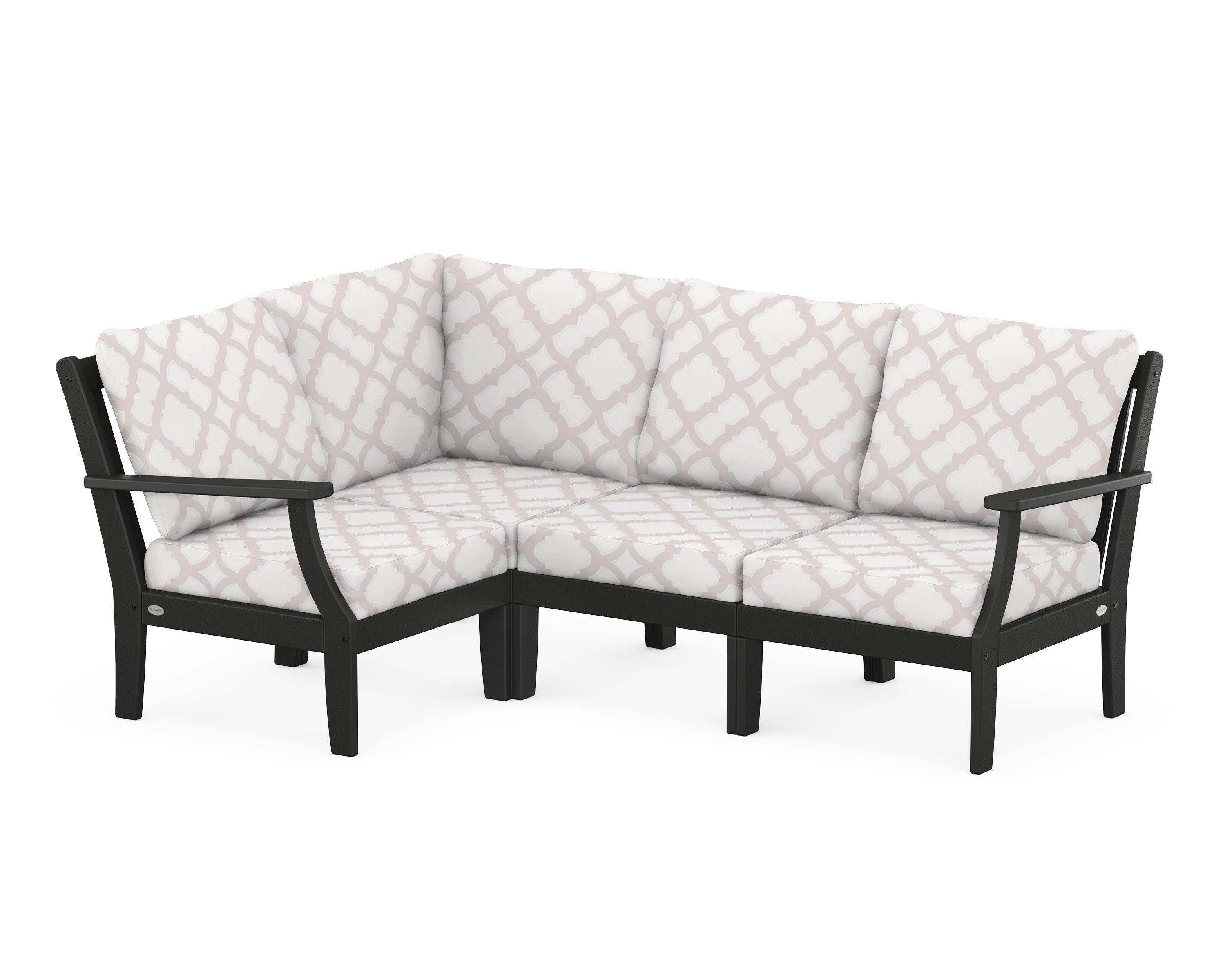 Braxton Modular 4-Piece Deep Seating Set in Black / Trellis Dune Burlap