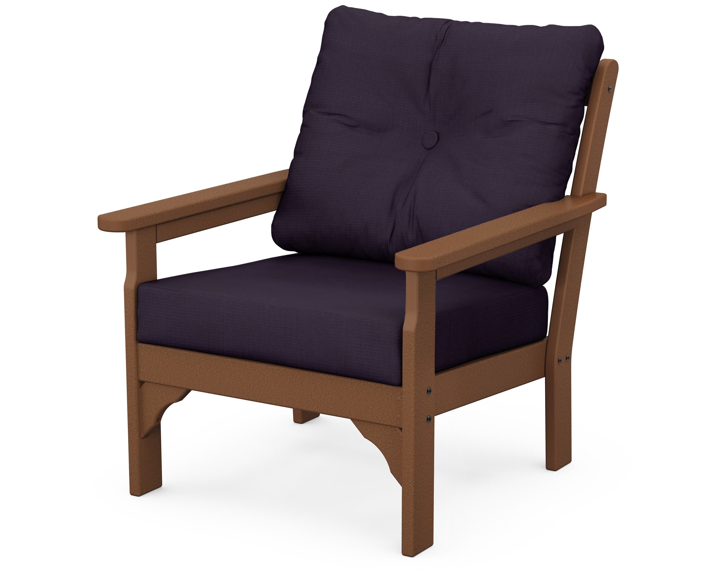 Vineyard Deep Seating Chair in Teak / Navy Linen