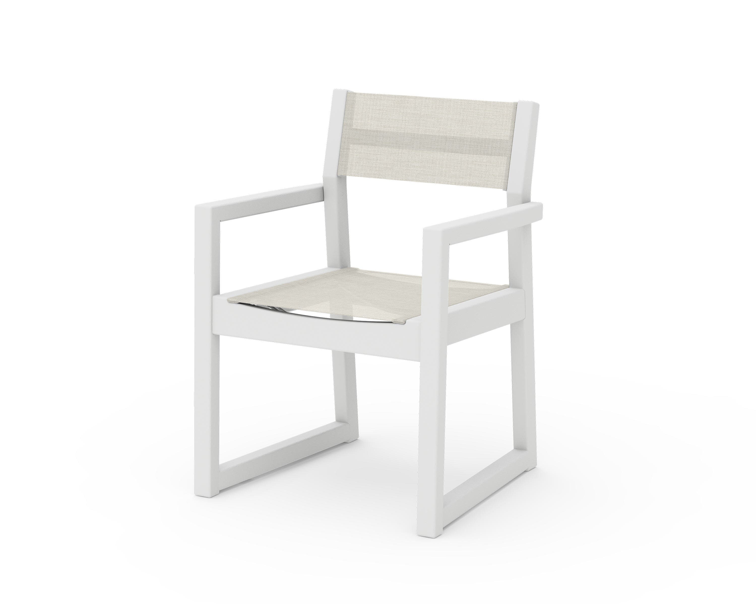 EDGE Sling Dining Arm Chair in White / Parchment Sling