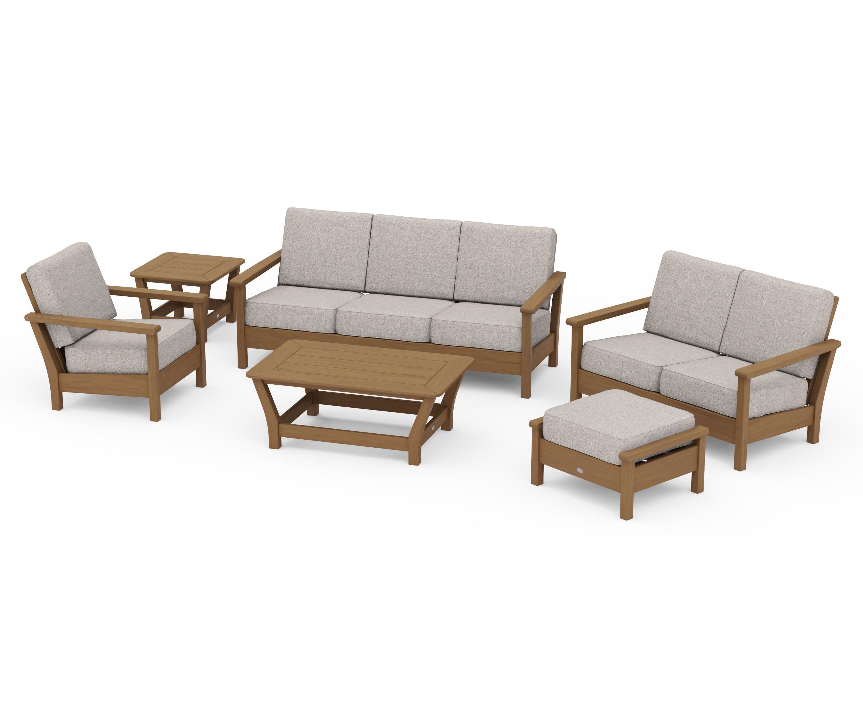 Harbour 6-Piece Outdoor Living Set in Natural / Weathered Tweed