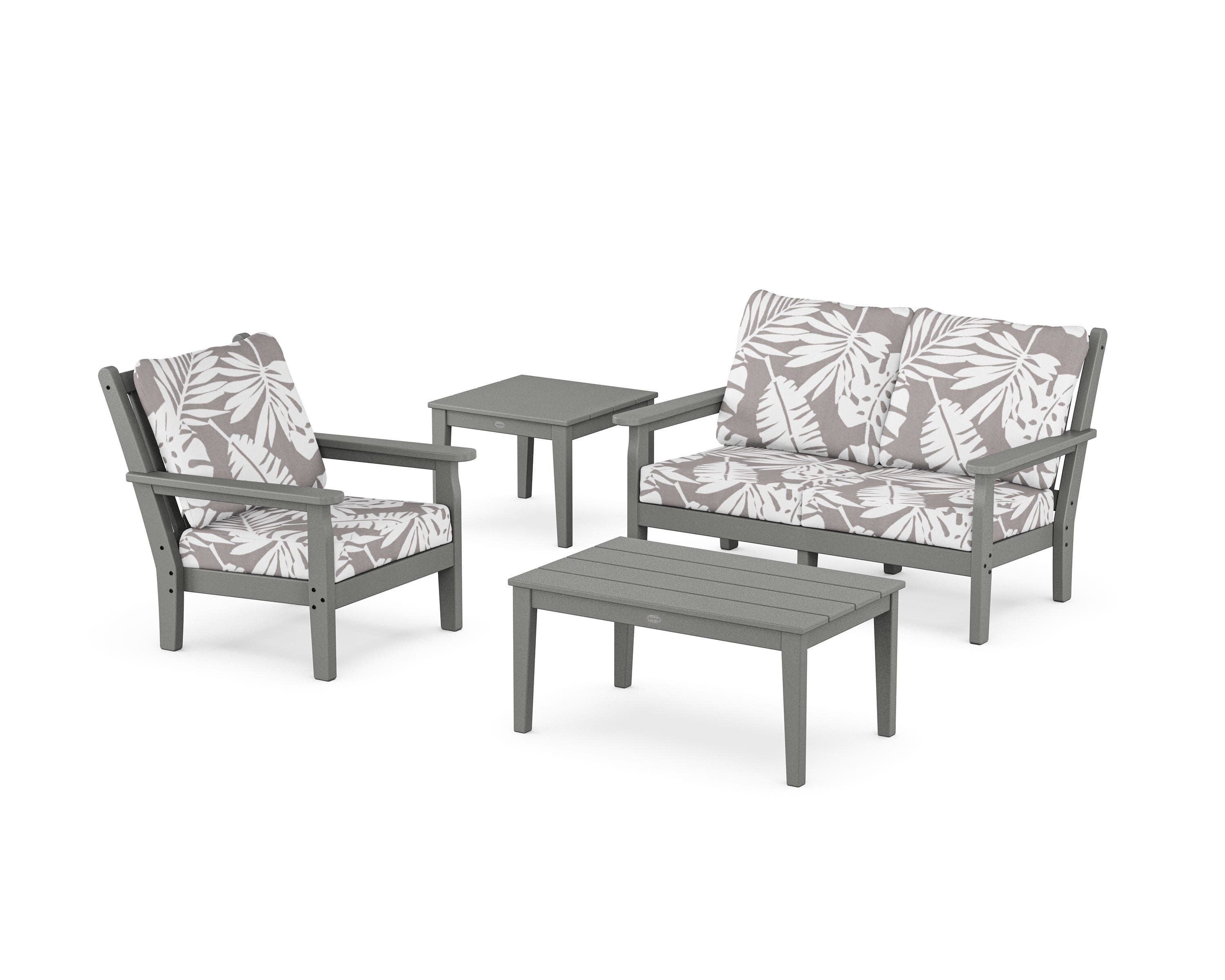 Chippendale 4-Piece Deep Seating Set in Slate Grey / Leaf Grey Mist