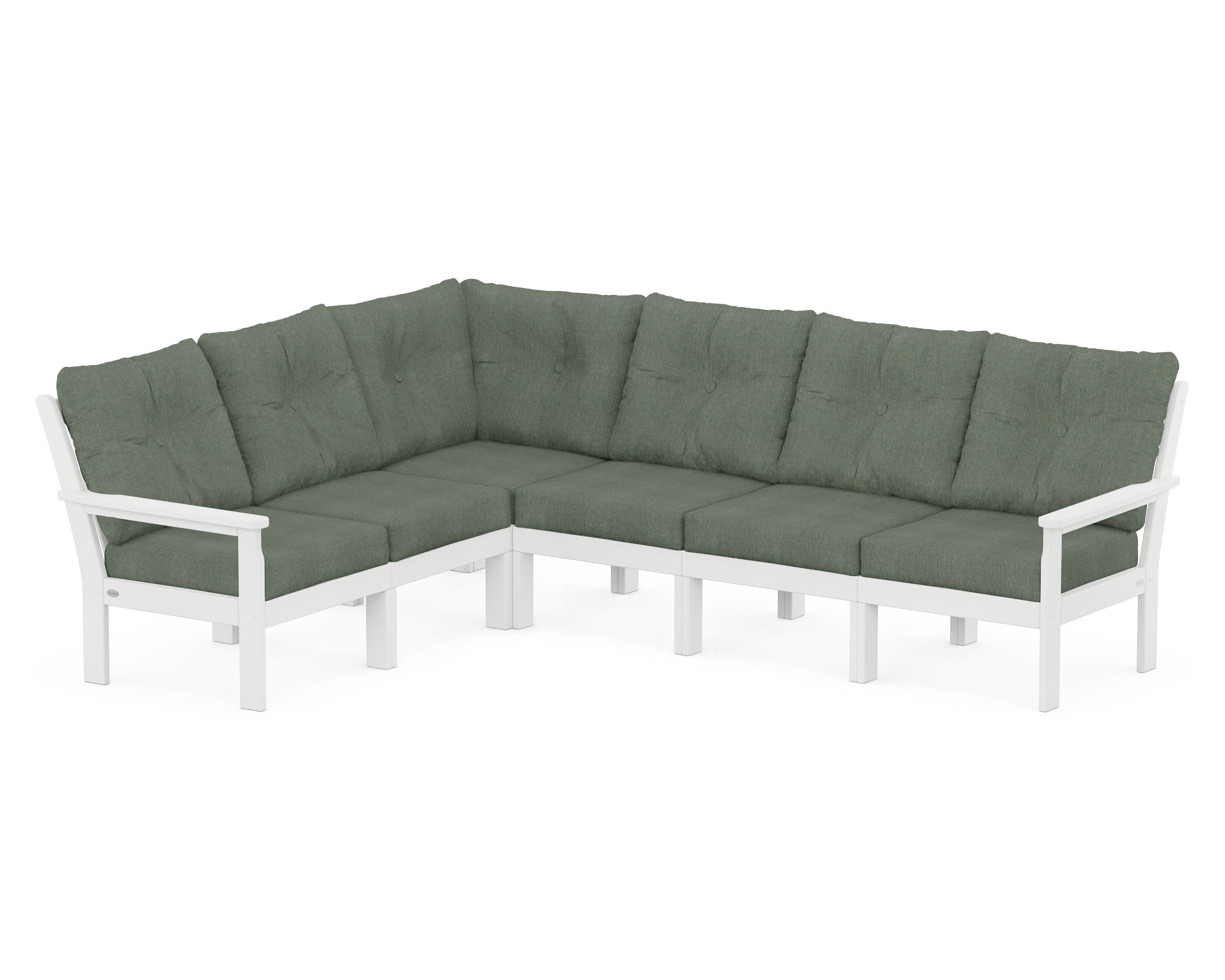 Vineyard 6-Piece Sectional in White / Cast Sage