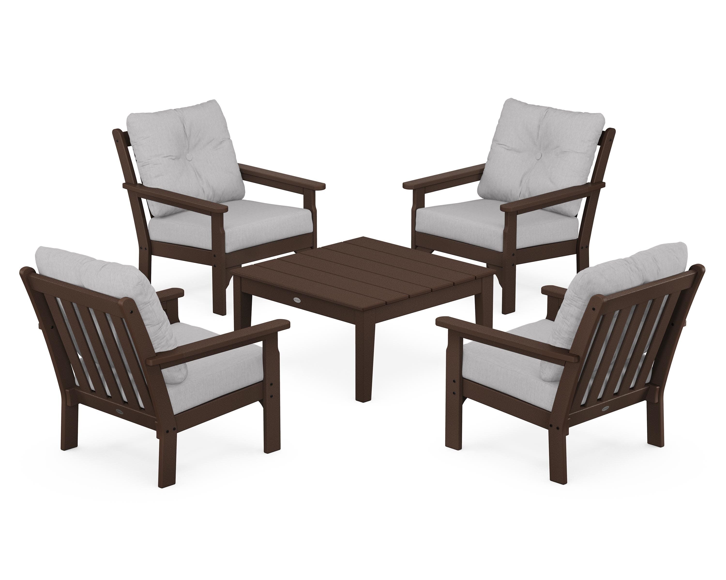 Vineyard 5-Piece Deep Seating Conversation Set in Mahogany / Granite