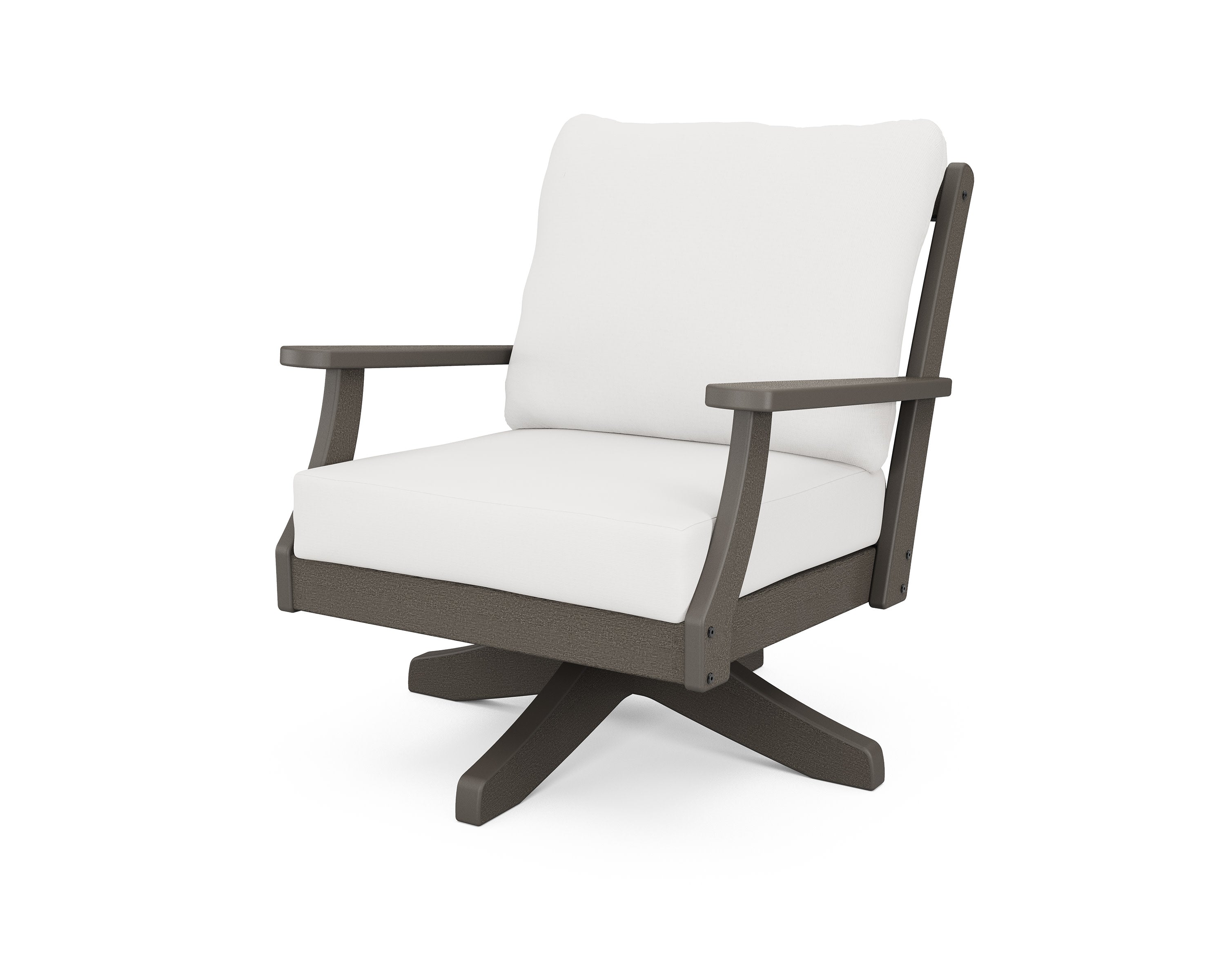 Braxton Deep Seating Swivel Chair in Vintage Coffee / Natural Linen