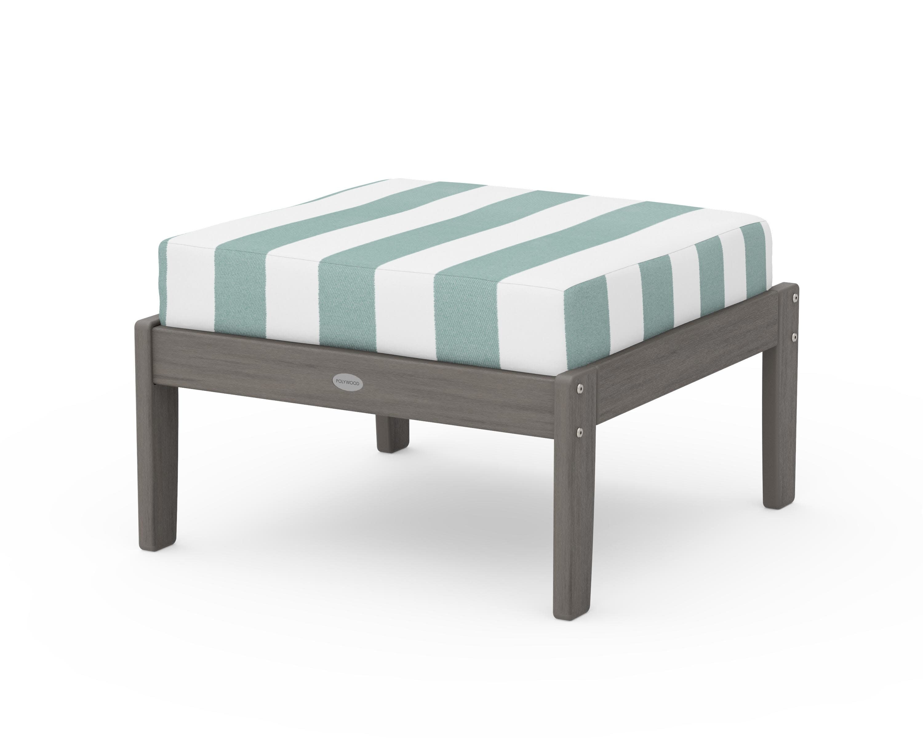 Braxton Deep Seating Ottoman in Driftwood / Cabana Stripe Glacier Spa