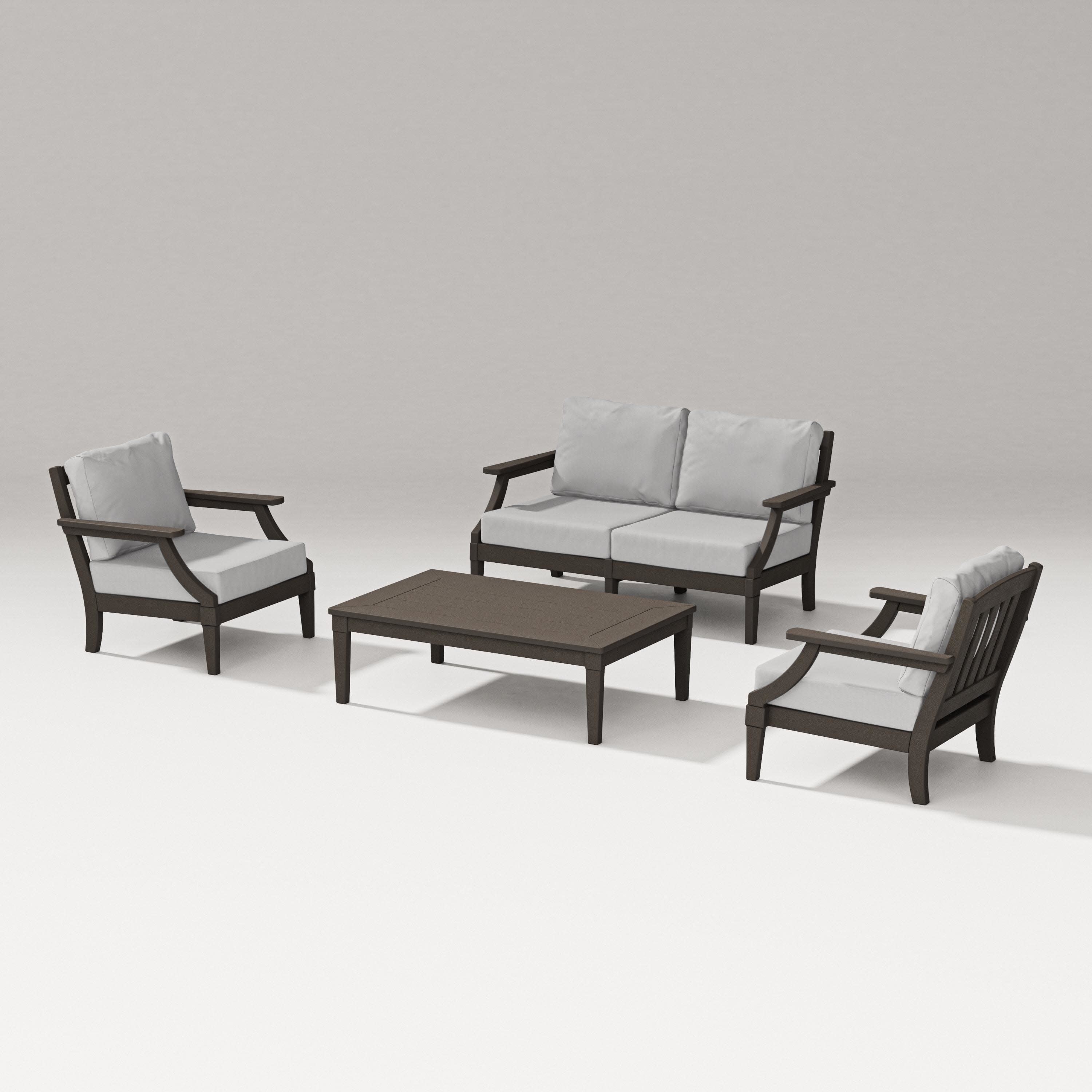 Estate Lounge 4-Piece Loveseat Set in Vintage Coffee / Diamond in the Rough