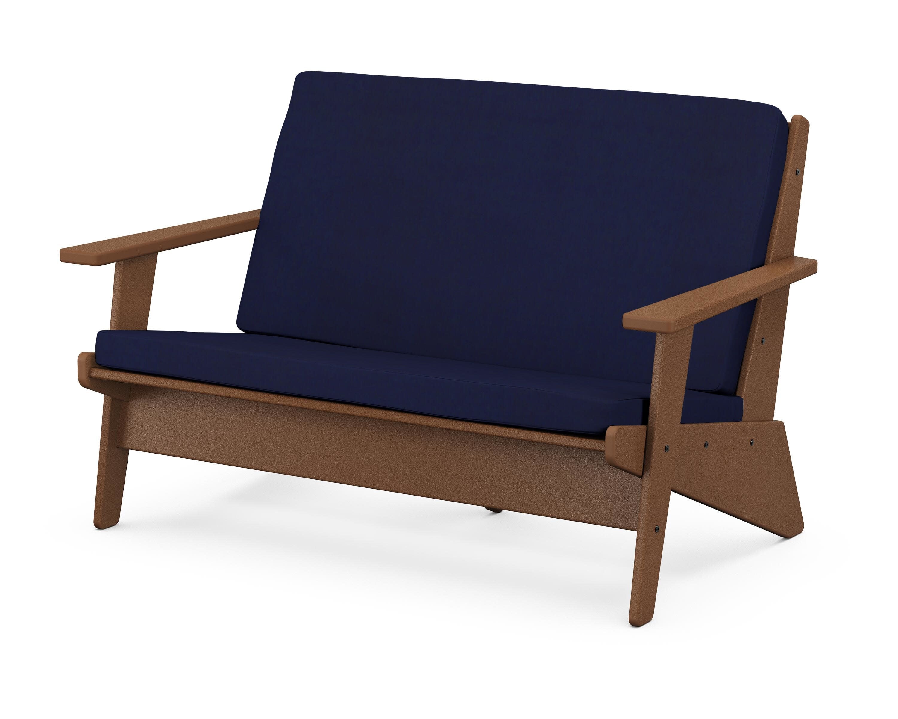 Riviera Modern Lounge Loveseat in Teak / Navy