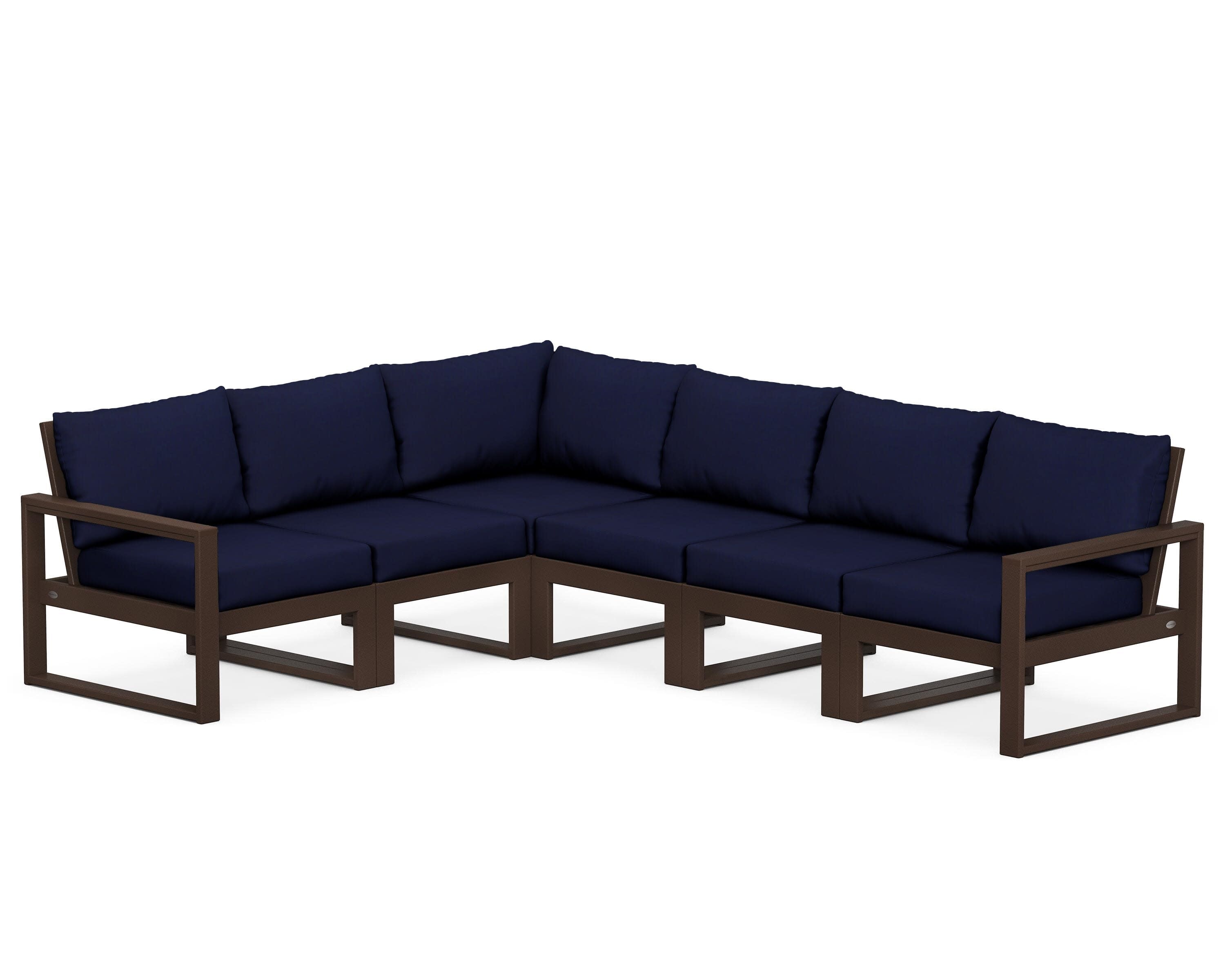 EDGE 6-Piece Modular Deep Seating Set in Mahogany / Navy