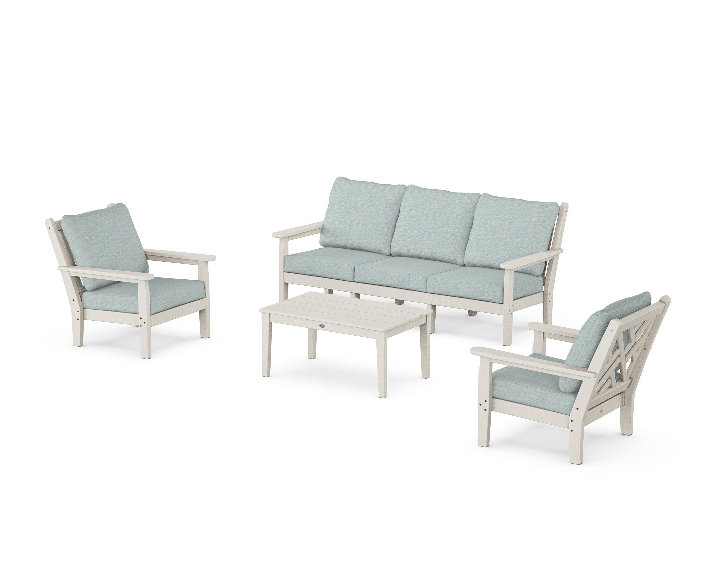 Chippendale 4-Piece Deep Seating Set with Sofa in Sand / Soothe Mist