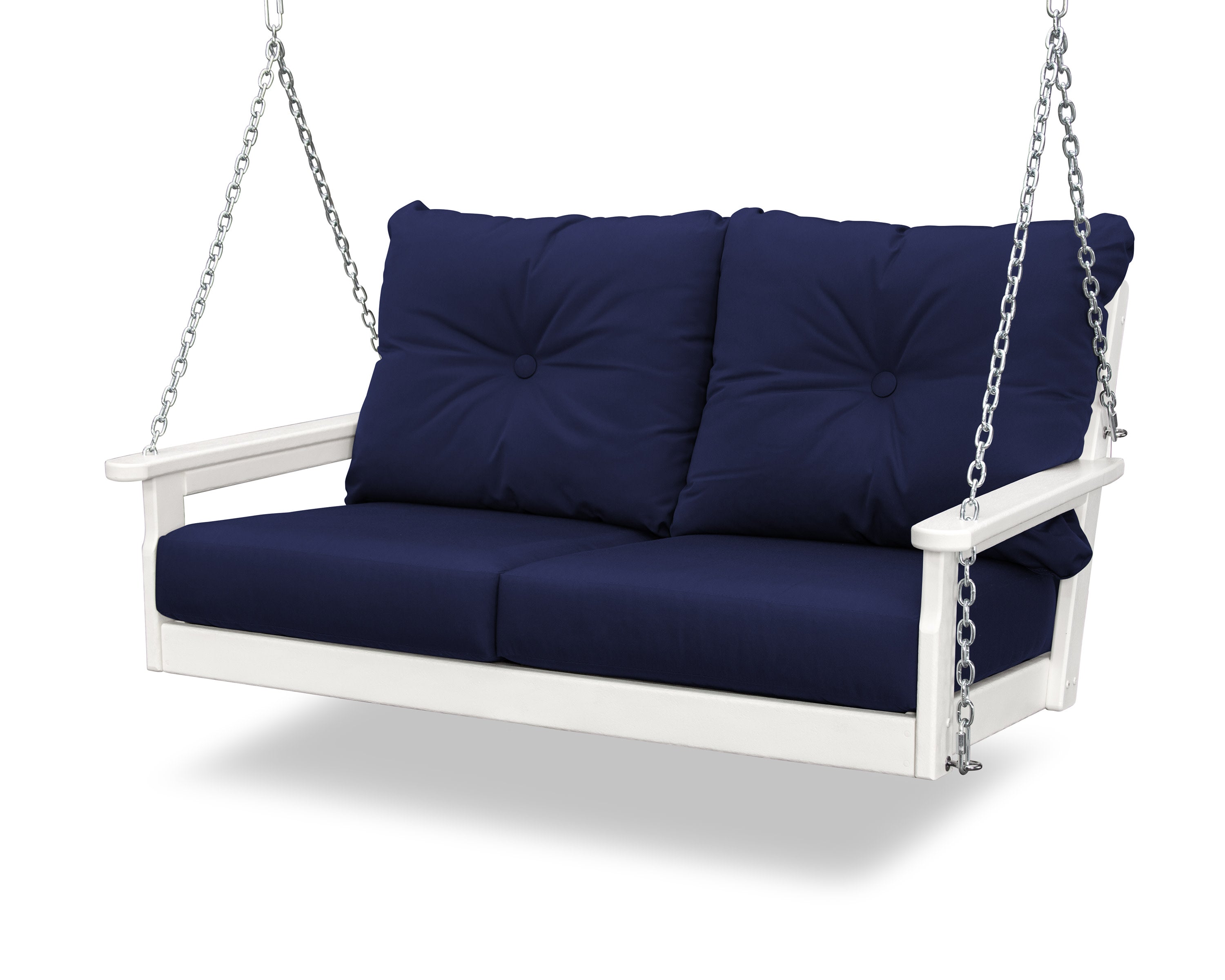 Vineyard Deep Seating Swing in White / Navy
