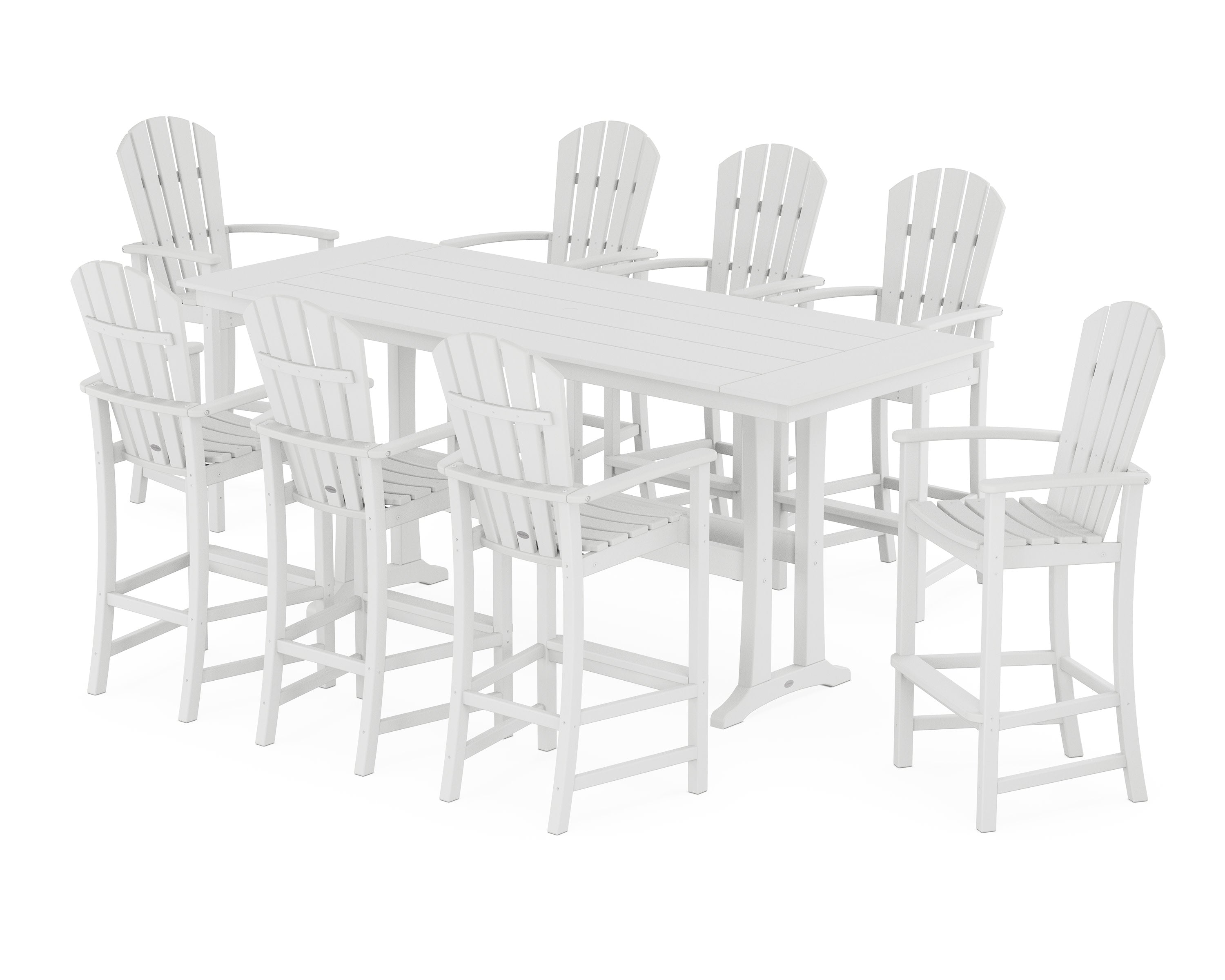 Palm Coast 9-Piece Farmhouse Bar Set with Trestle Legs in White