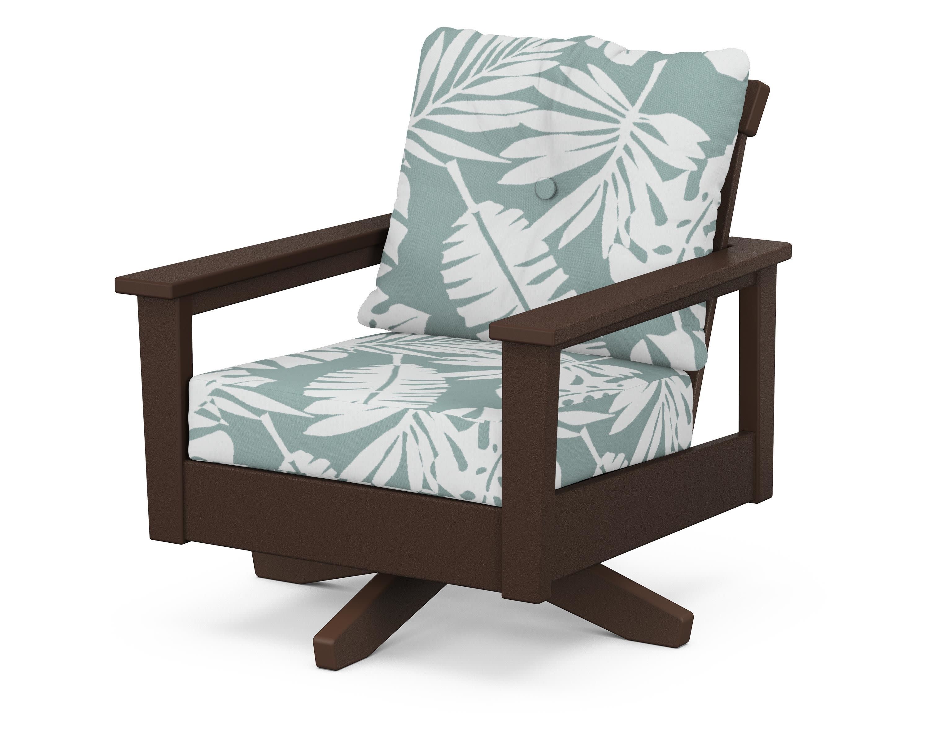 Prescott Deep Seating Swivel Chair in Mahogany / Leaf Glacier Spa