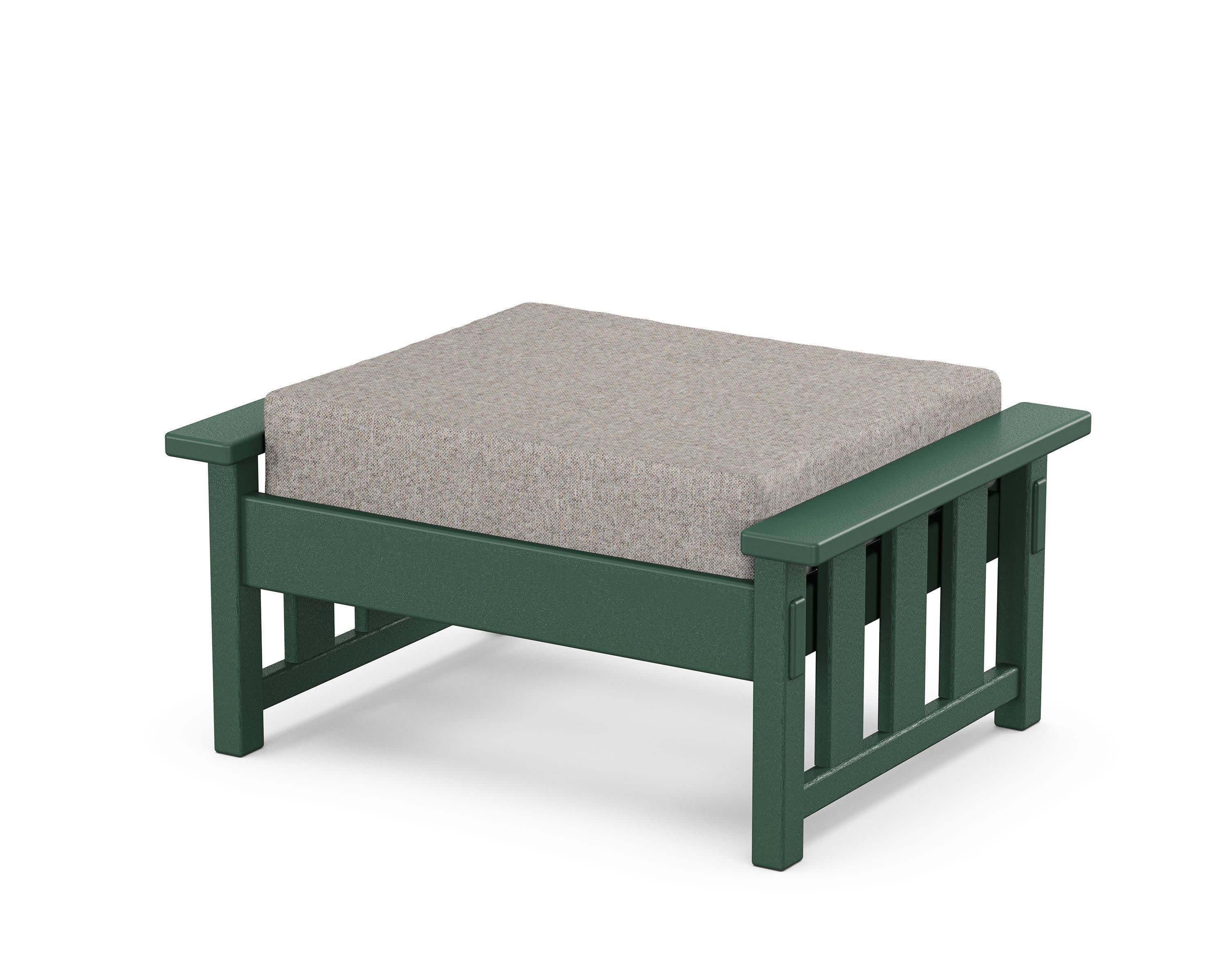 Acadia Deep Seating Ottoman in Green / Weathered Tweed