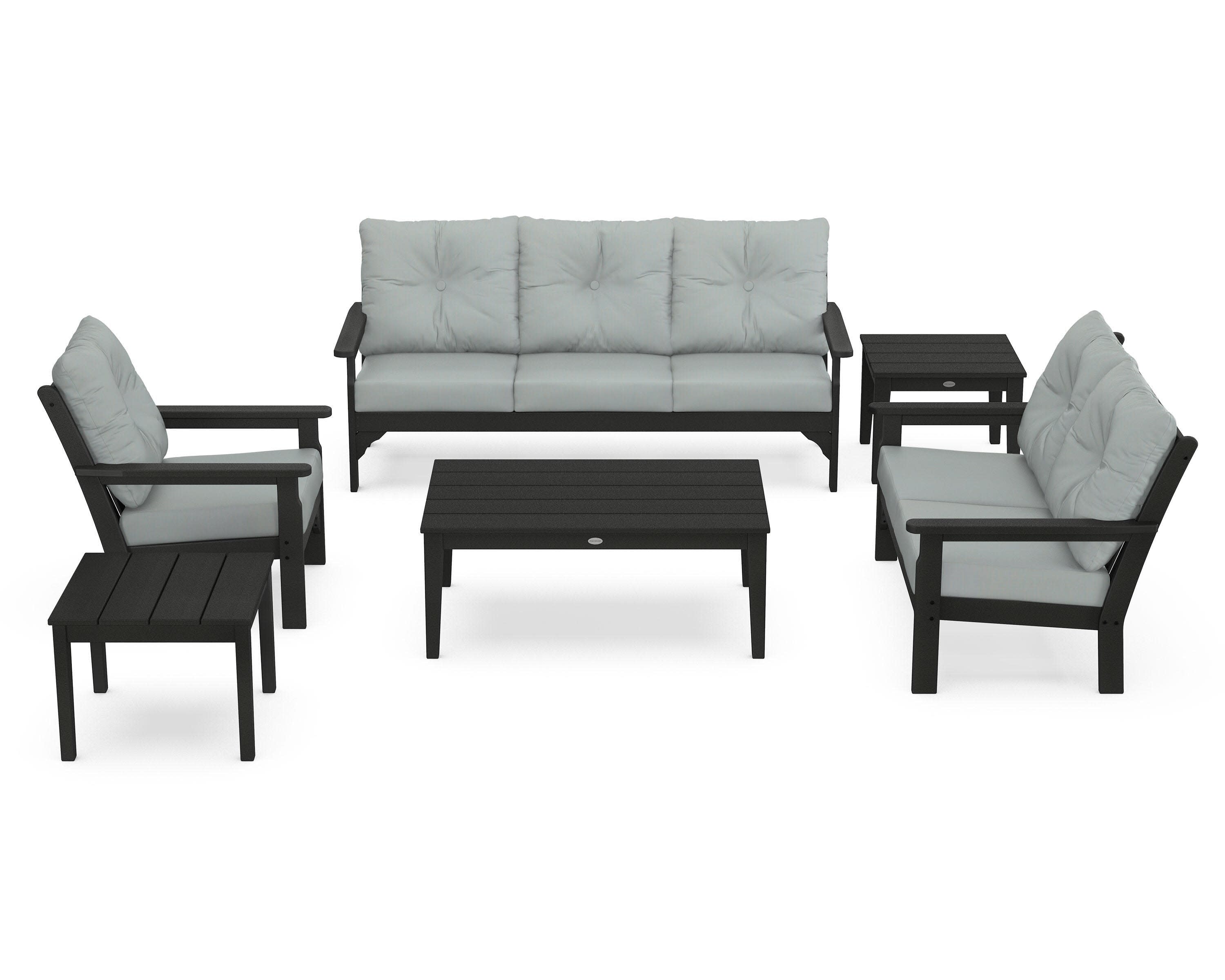Vineyard 6-Piece Deep Seating Set in Black / Spa