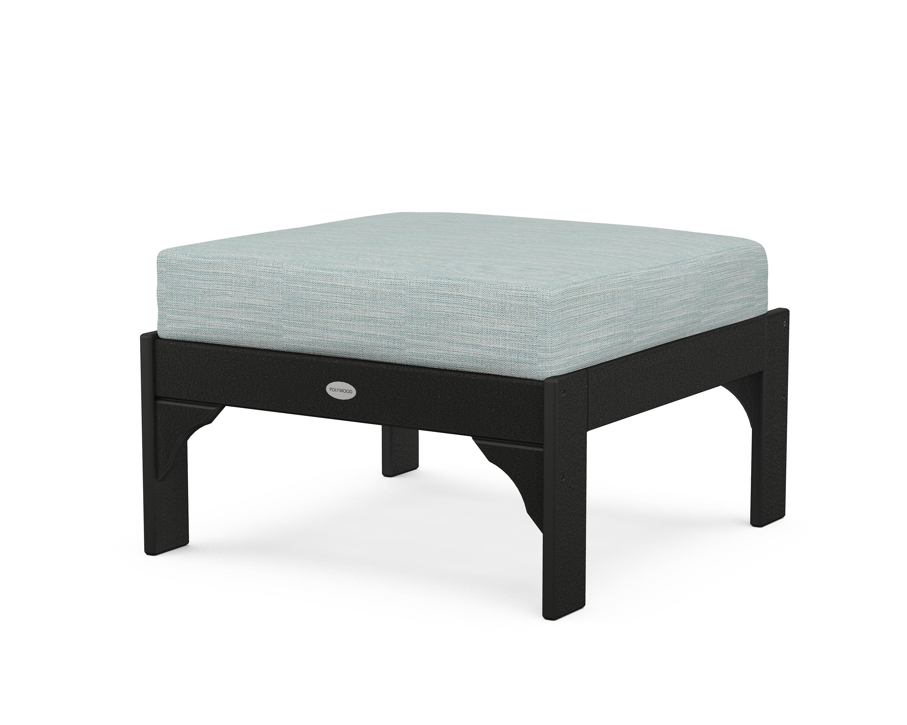 Vineyard Deep Seating Ottoman in Black / Soothe Mist