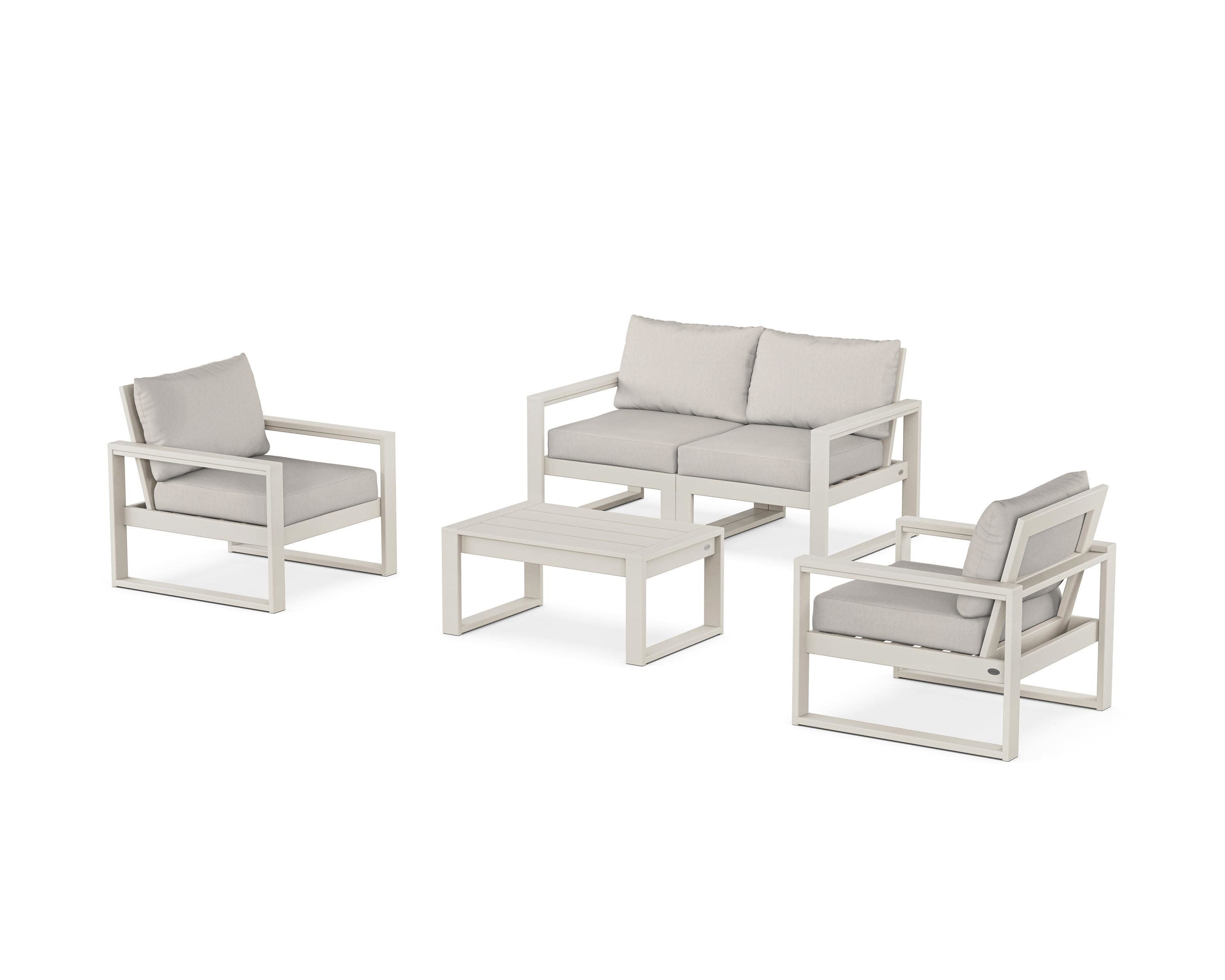 EDGE Sectional 4-Piece Deep Seating Set with Loveseat in Sand / Cast Ash