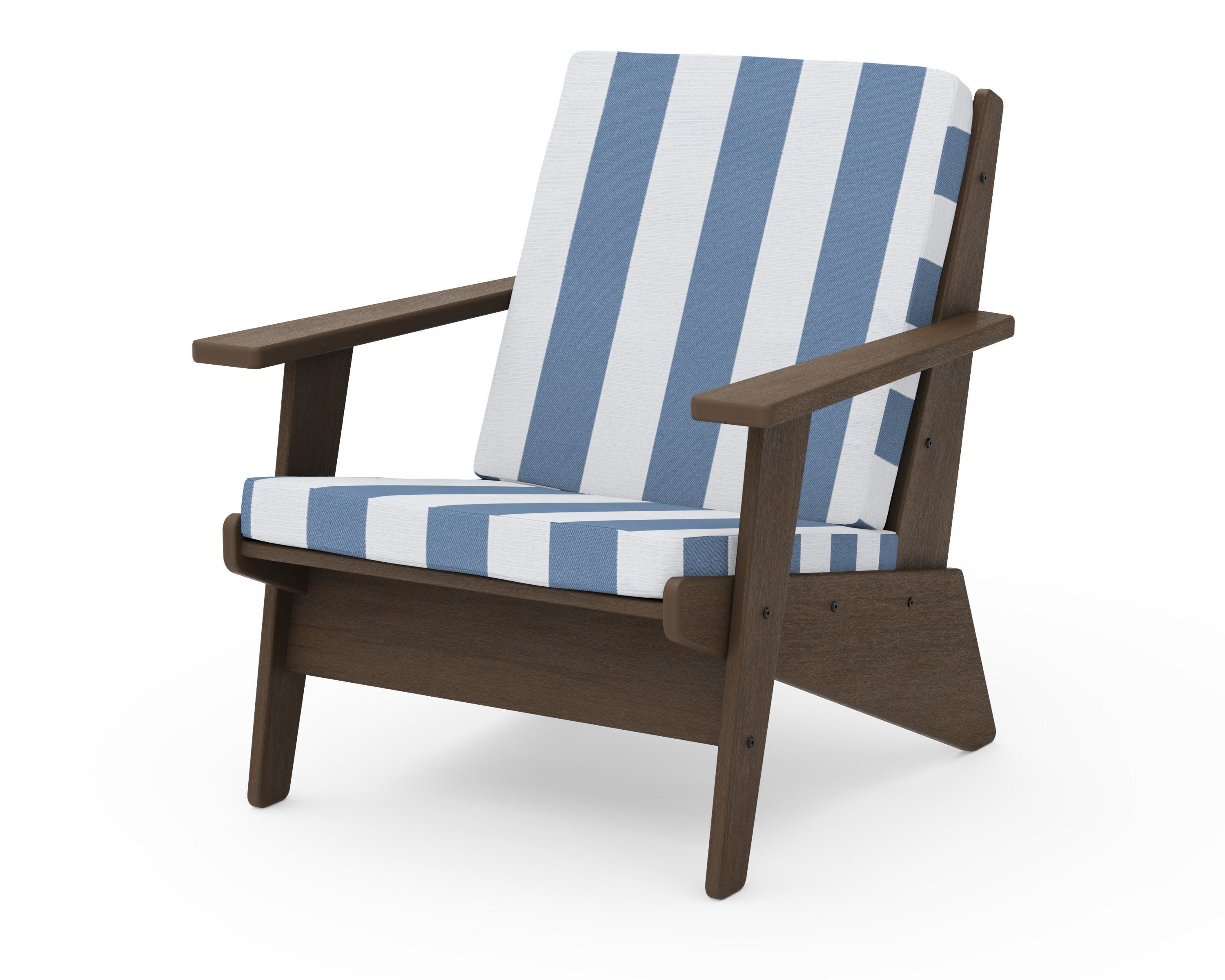 Riviera Modern Lounge Chair in Kona / Cabana Stripe Sky Blue