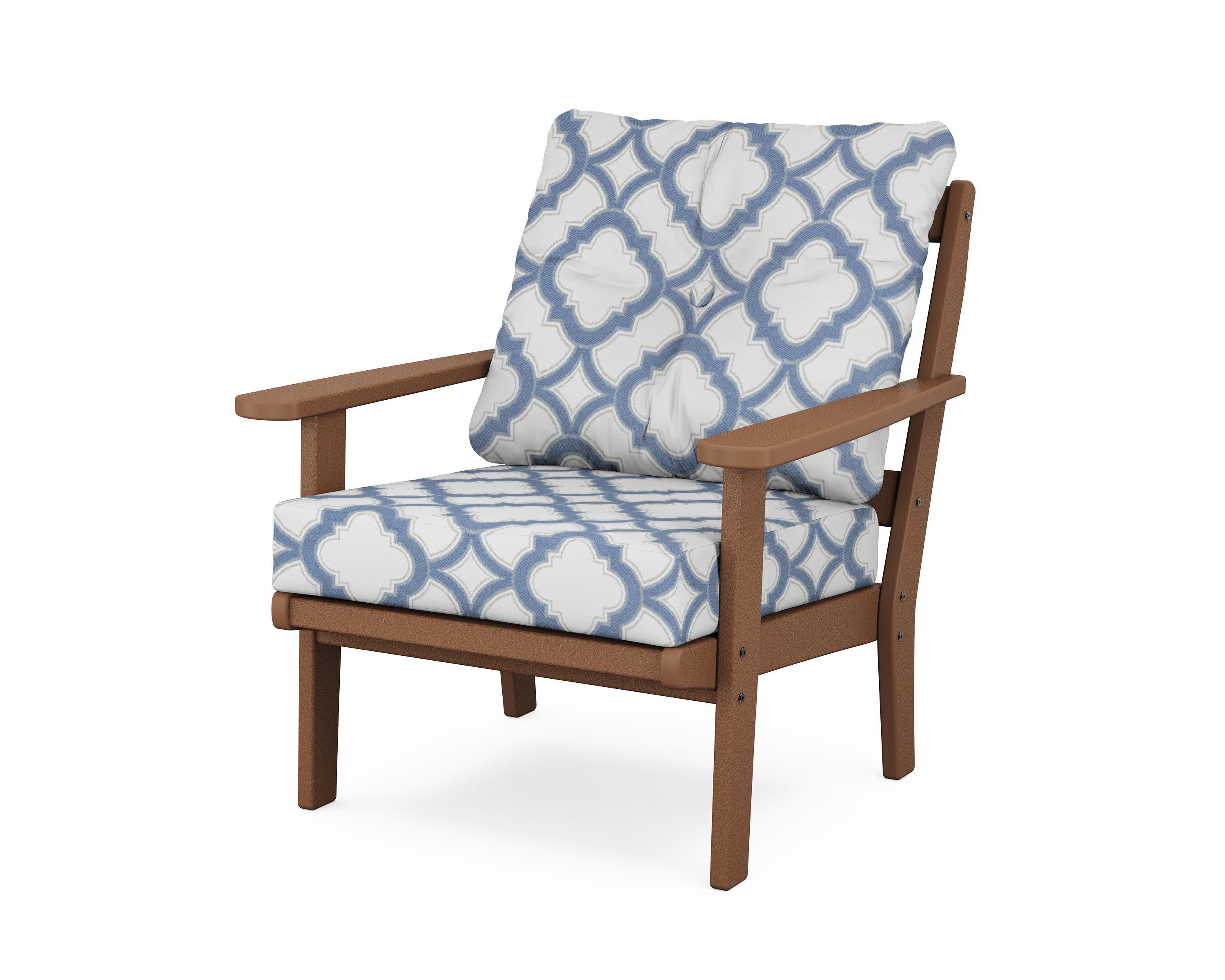 Mission Deep Seating Chair in Teak / Trellis Sky Blue