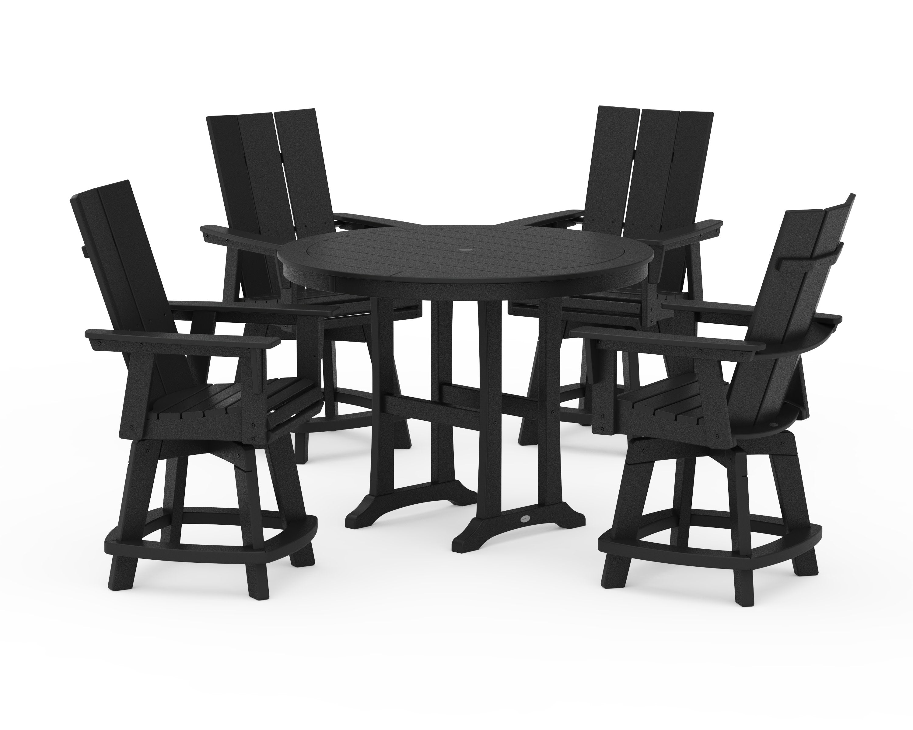 5-Piece Modern Swivel Counter Set in Black
