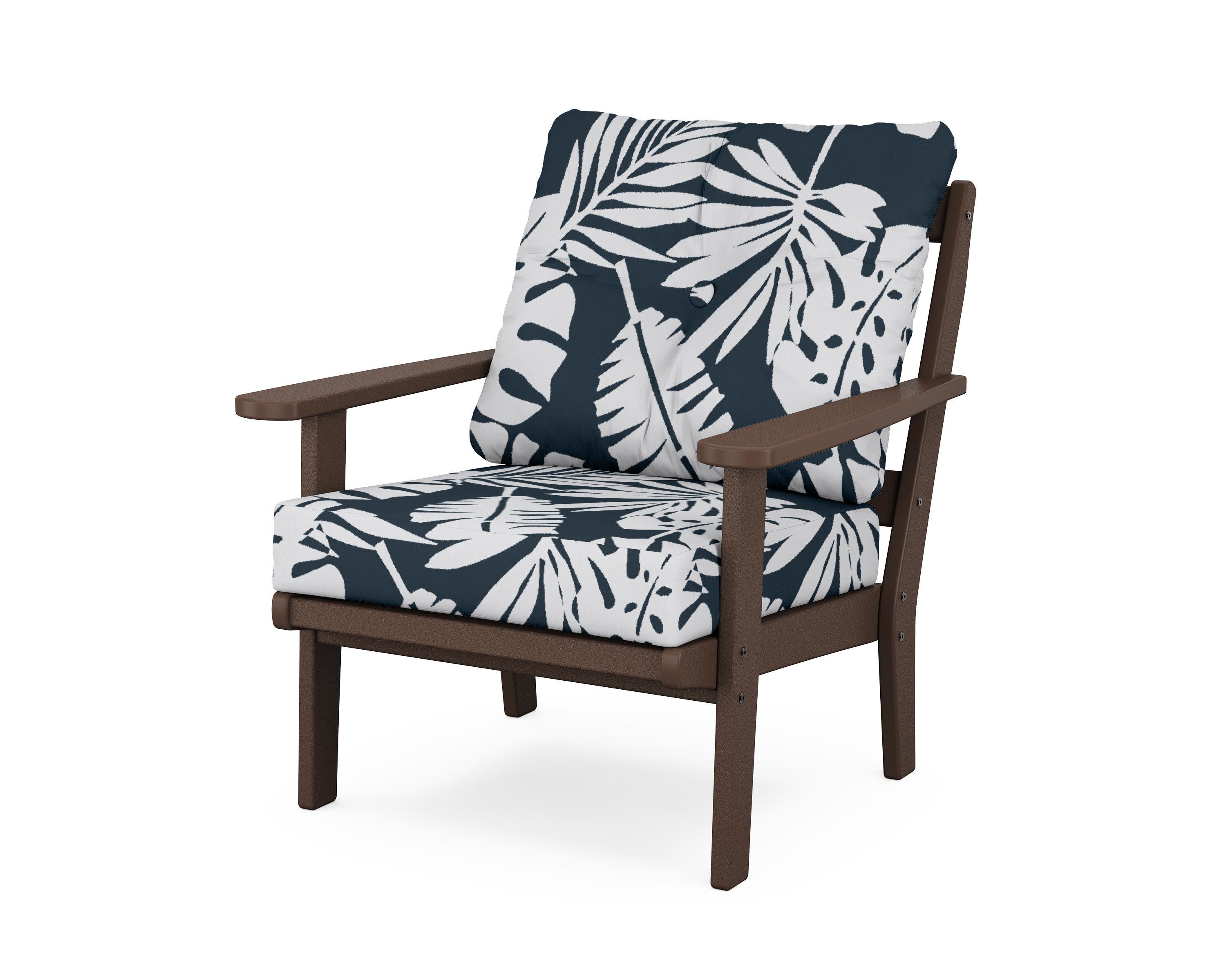 Mission Deep Seating Chair in Mahogany / Leaf Marine Indigo