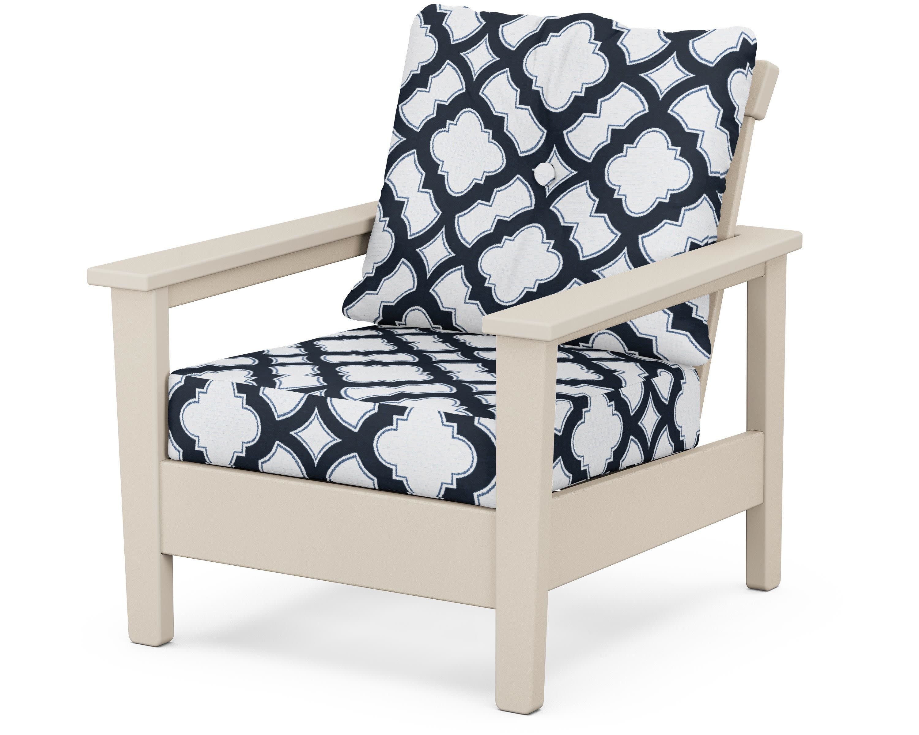 Prescott Deep Seating Chair in Sand / Trellis Marine Indigo