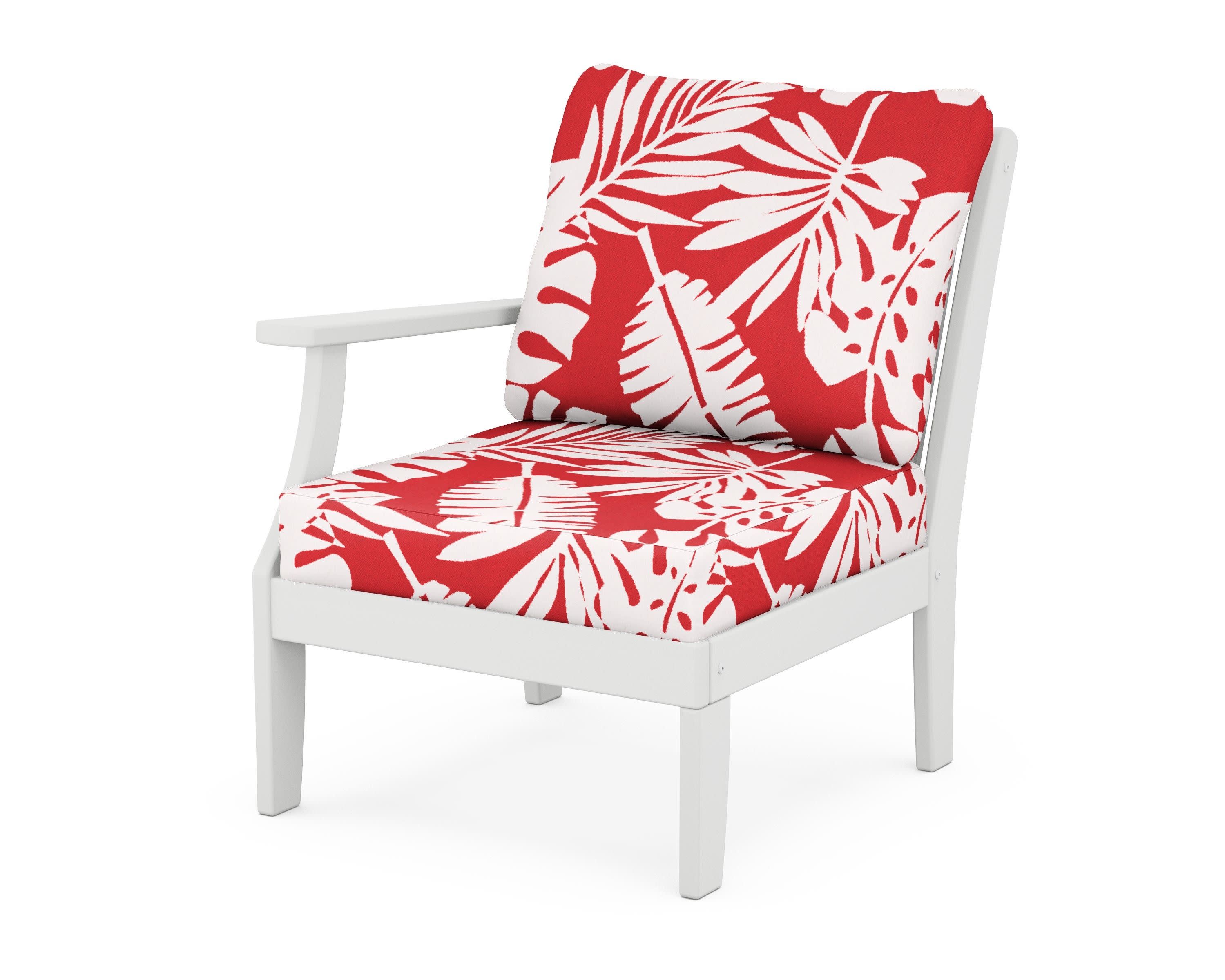 Braxton Modular Left Arm Chair in White / Leaf Crimson