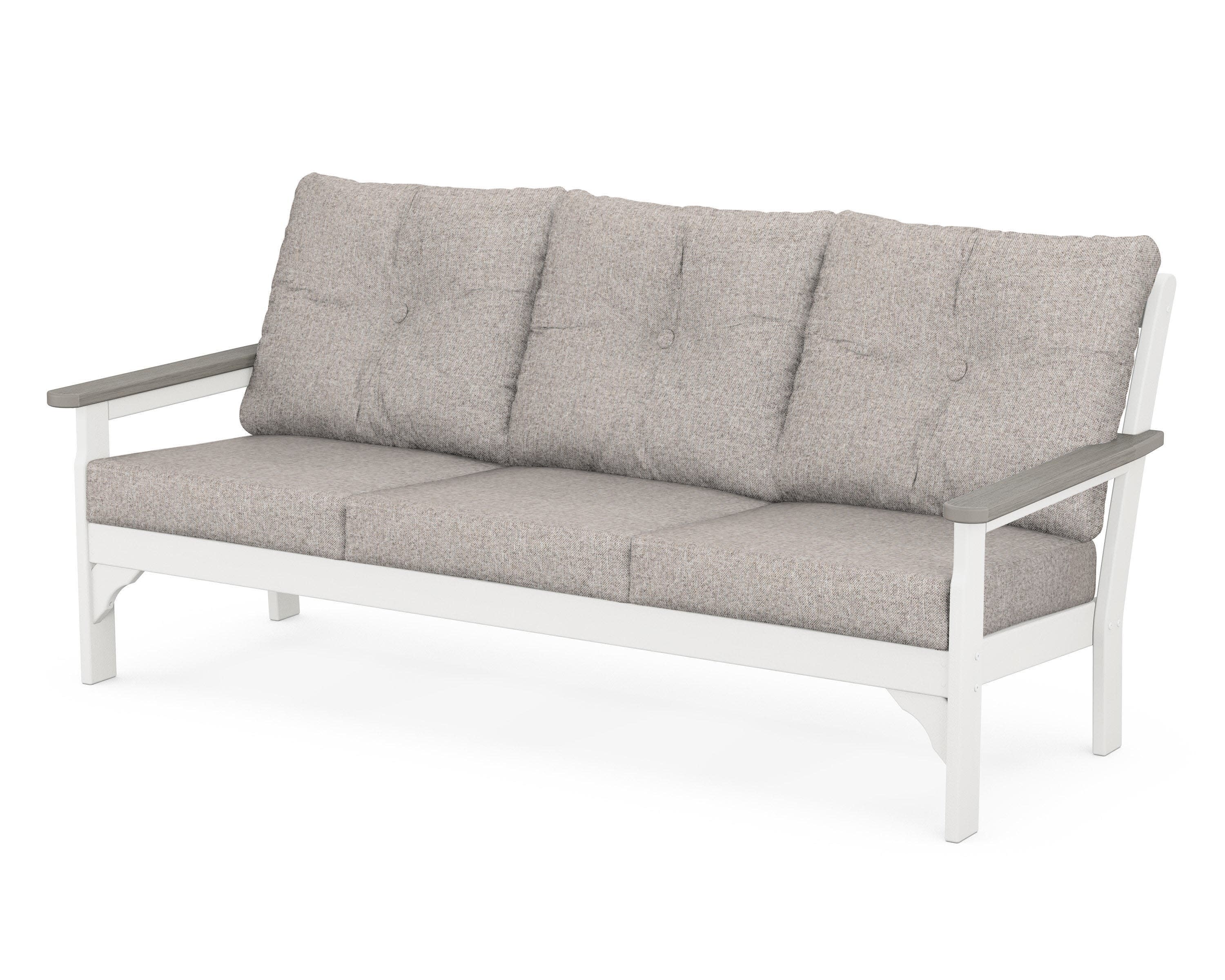 Vineyard Deep Seating Sofa in White / Driftwood / Weathered Tweed