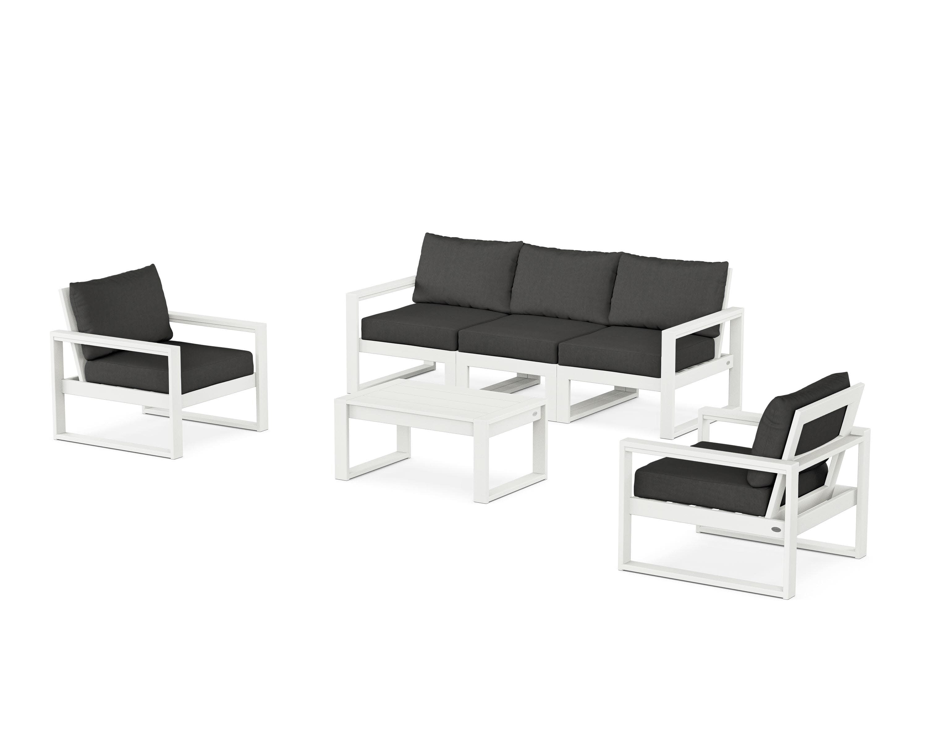 EDGE Sectional 4-Piece Deep Seating Set with Sofa in Vintage White / Spectrum Carbon