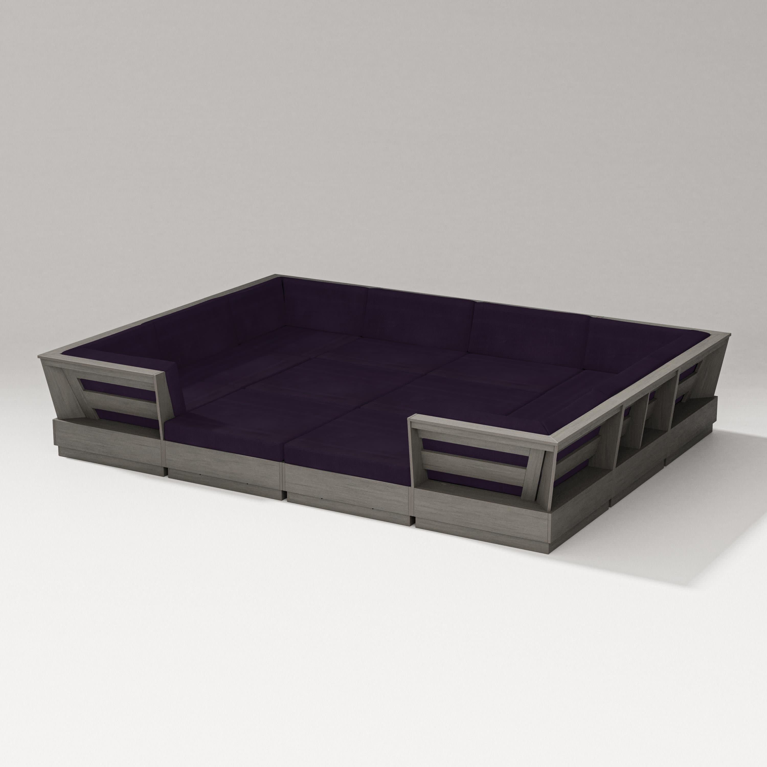 Elevate 12-Piece Pit Sectional in Driftwood / Navy Linen