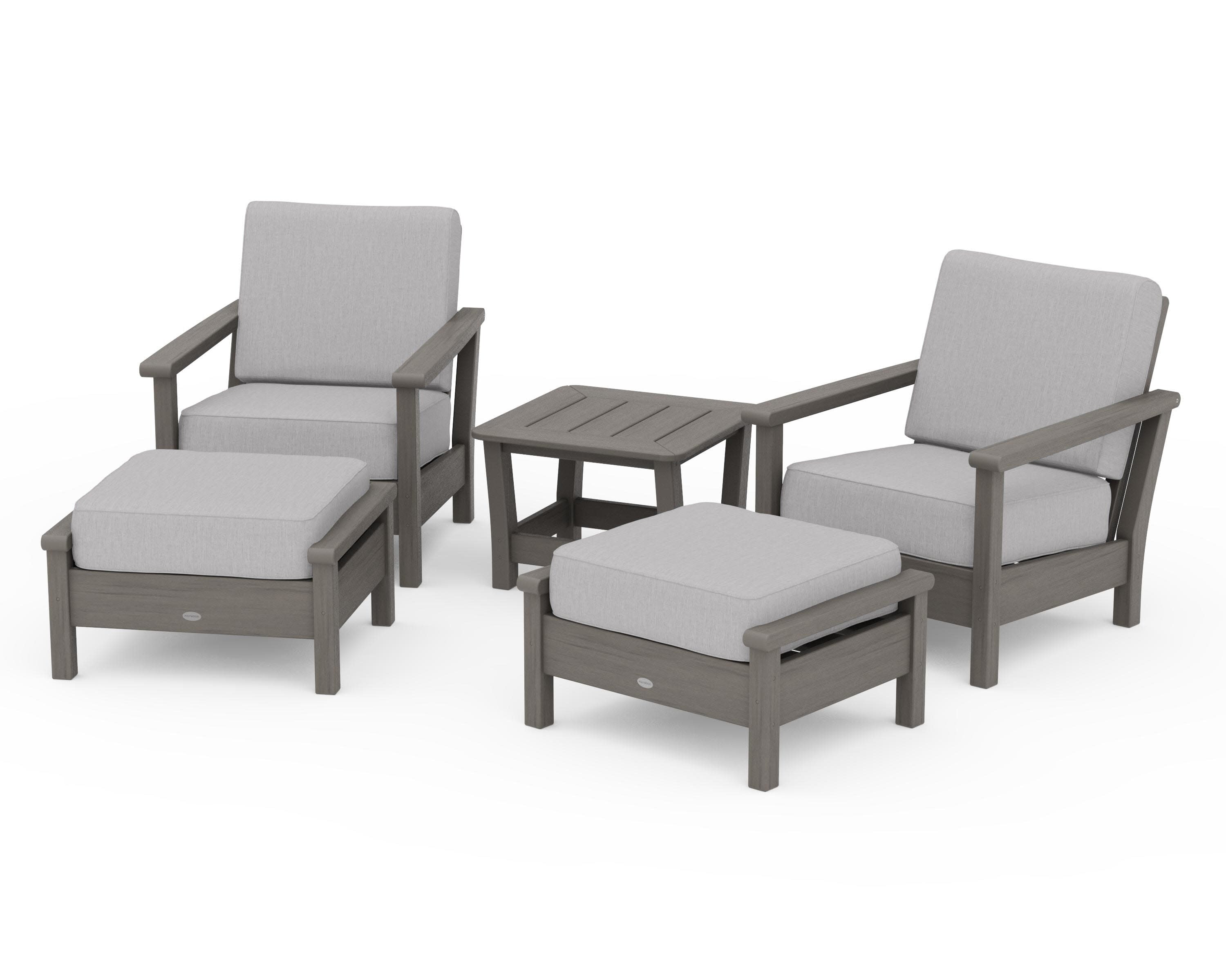 Harbour 5-Piece Deep Seating Chair Set in Driftwood / Granite
