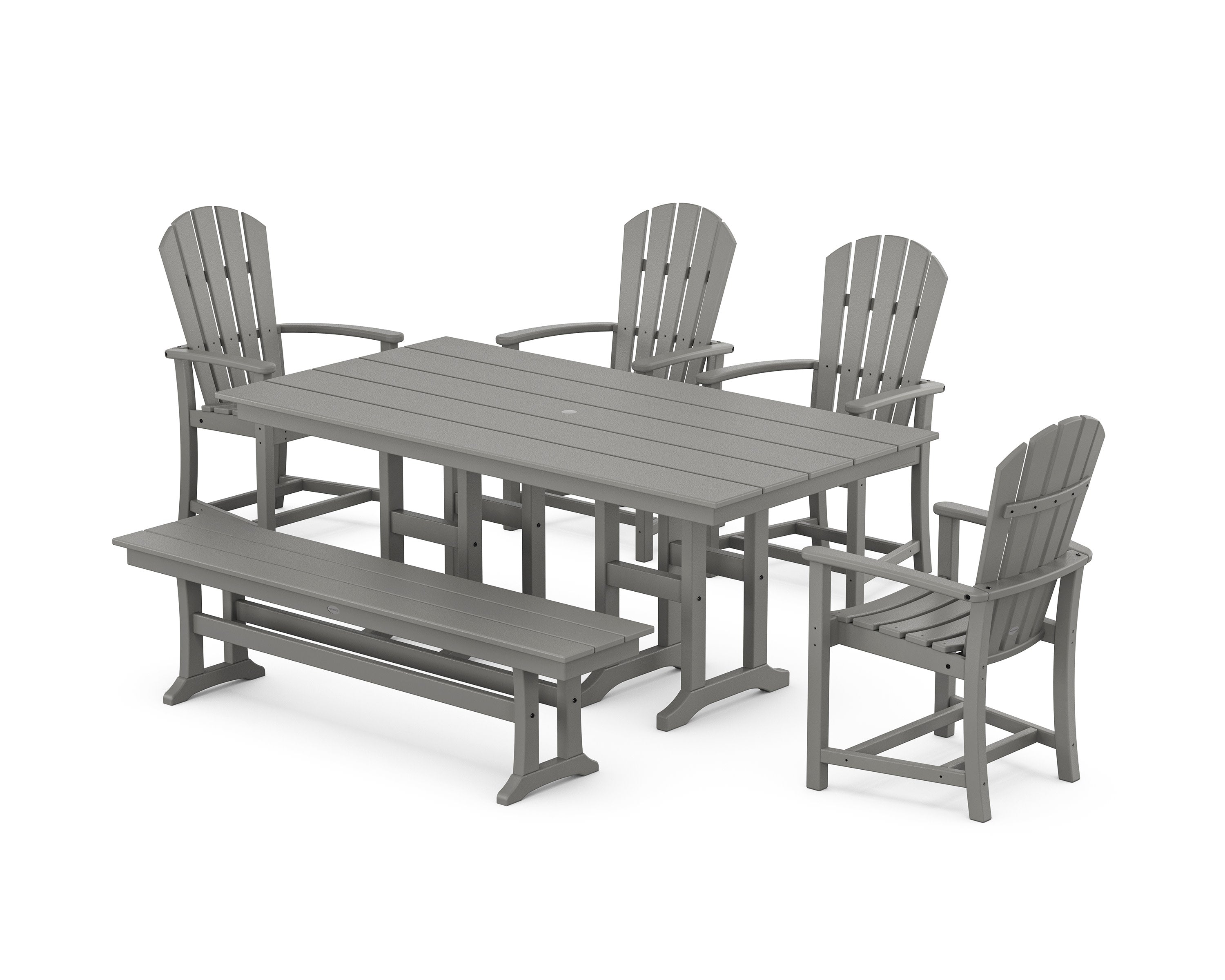 Palm Coast 6-Piece Farmhouse Dining Set with Bench in Slate Grey