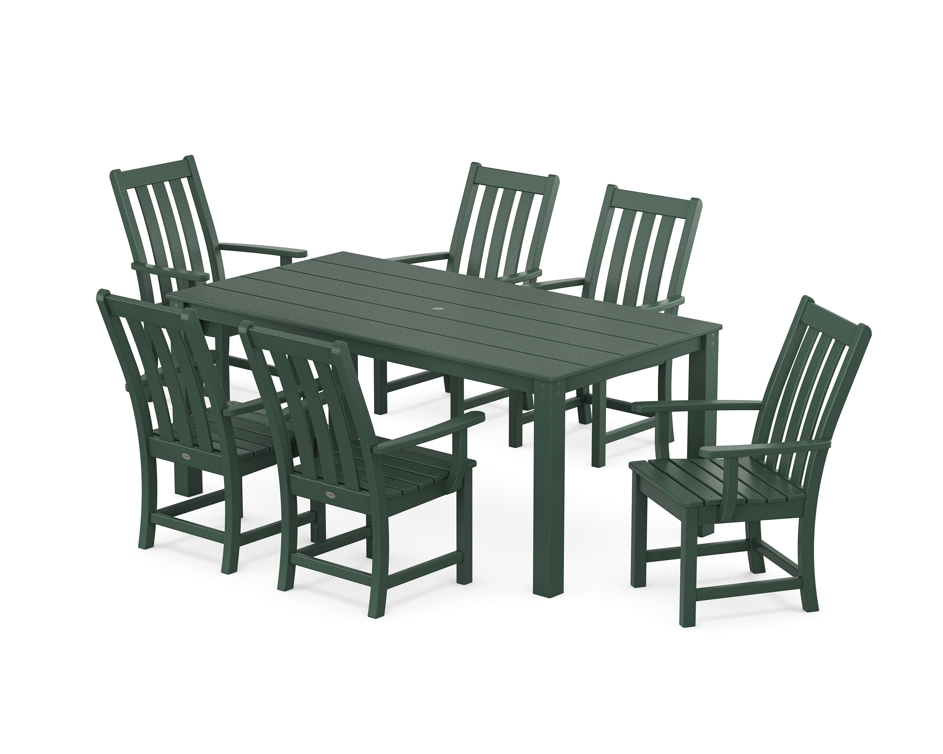Vineyard 7-Piece Parsons Arm Chair Dining Set in Green
