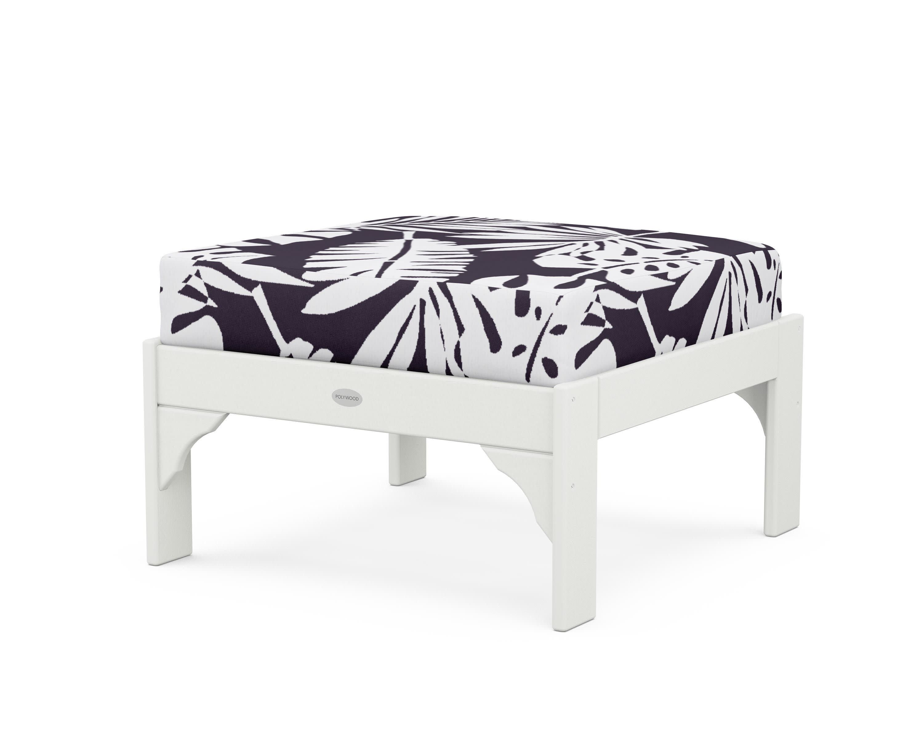 Vineyard Deep Seating Ottoman in Vintage White / Leaf Navy