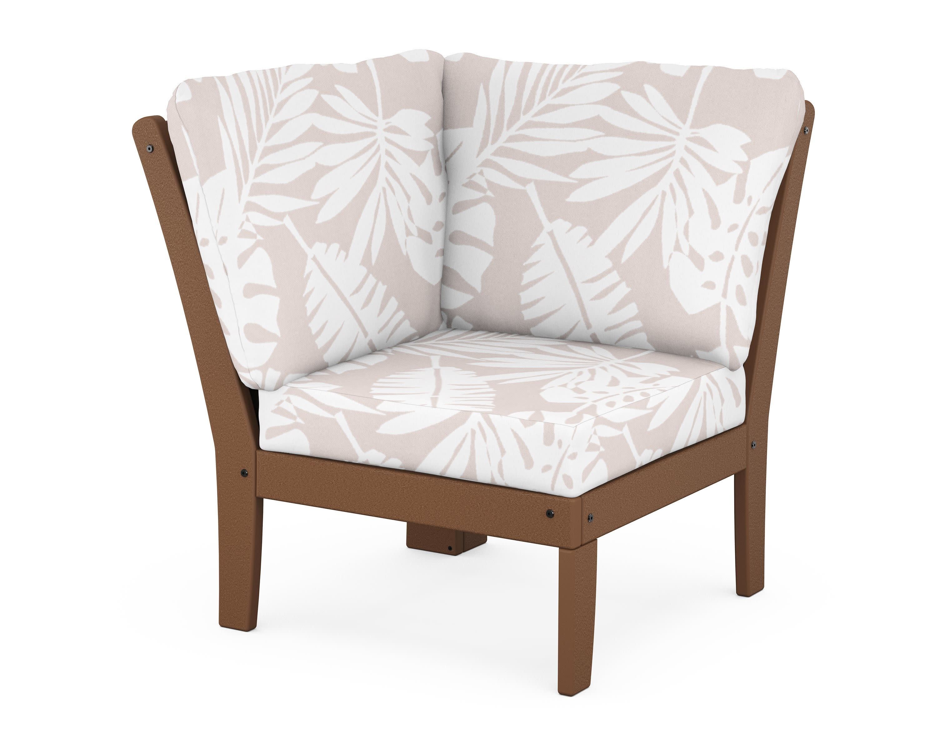 Braxton Modular Corner Chair in Teak / Leaf Dune Burlap