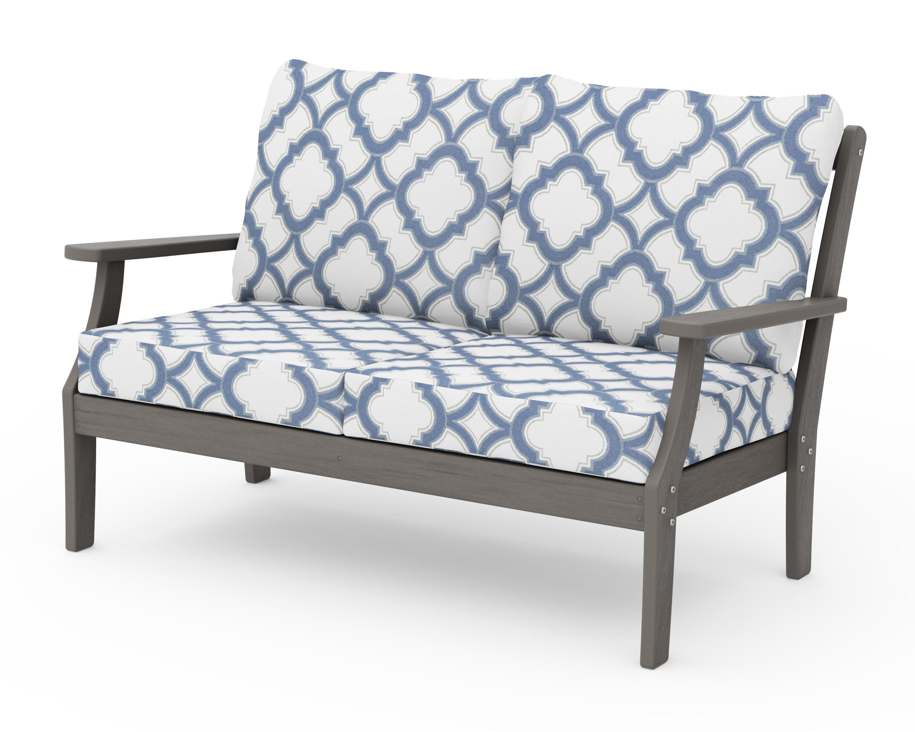 Braxton Deep Seating Loveseat in Driftwood / Trellis Sky Blue