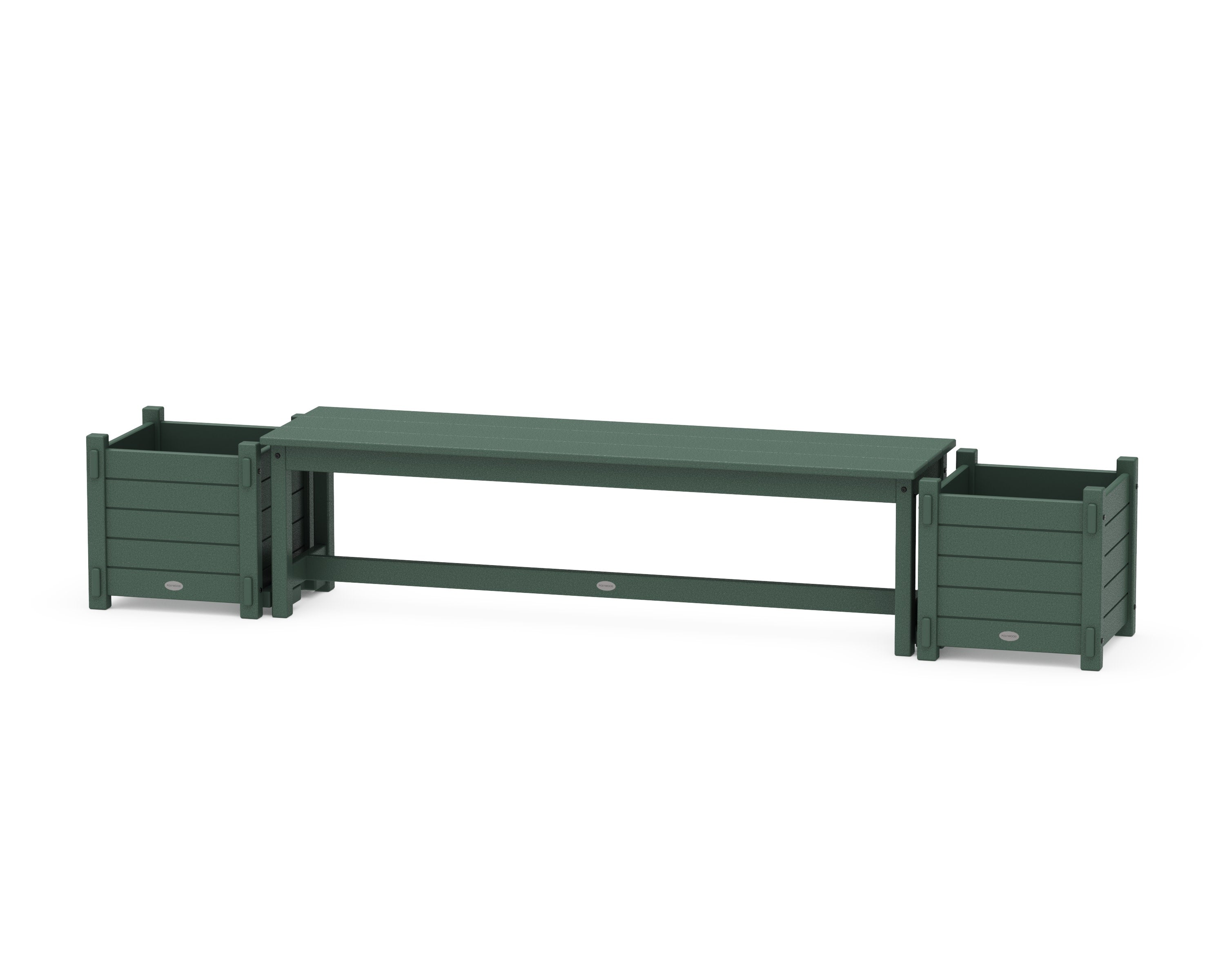 60" Nautical Straight Planter Bench Set in Green