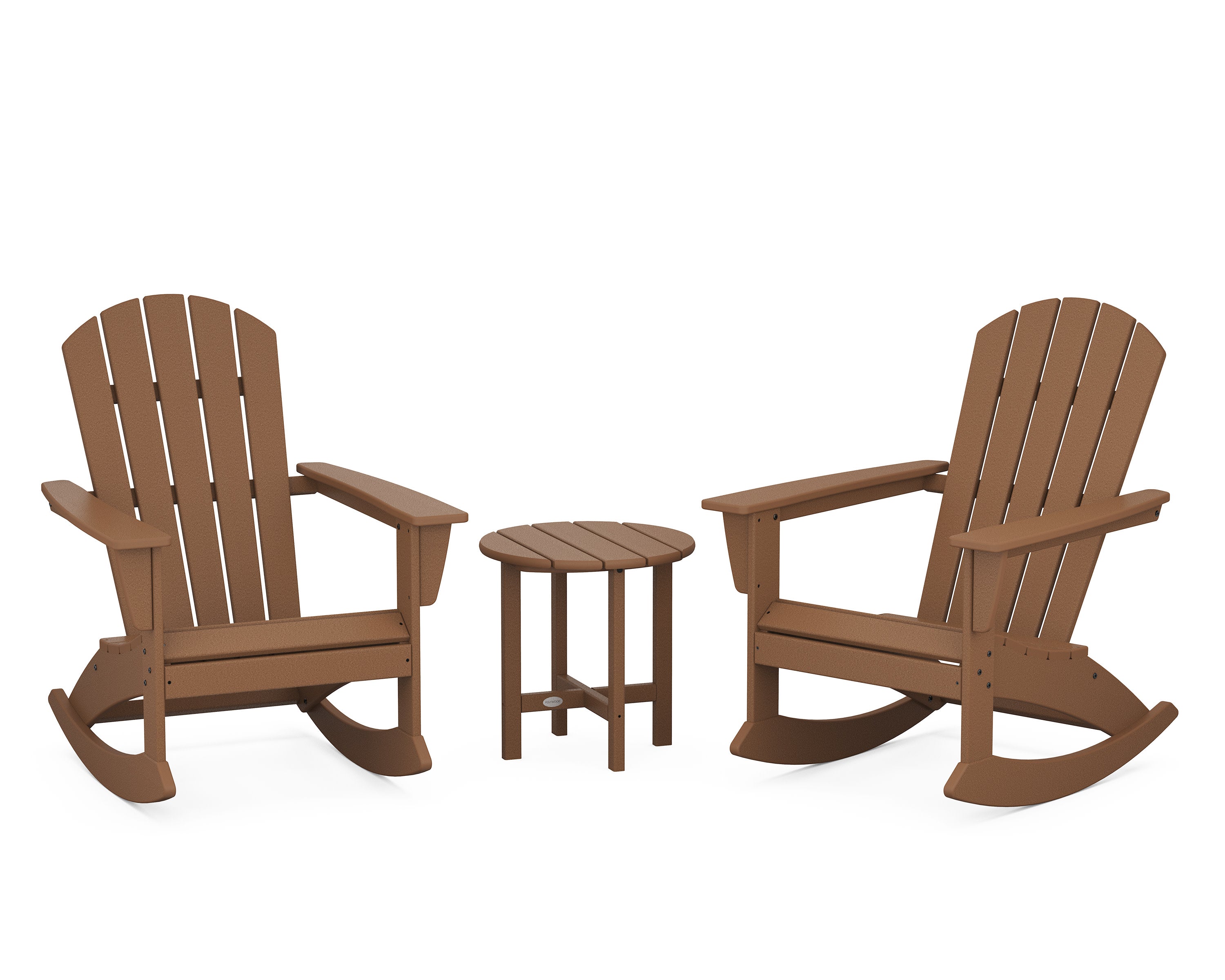 Nautical 3-Piece Adirondack Rocking Chair Set in Teak