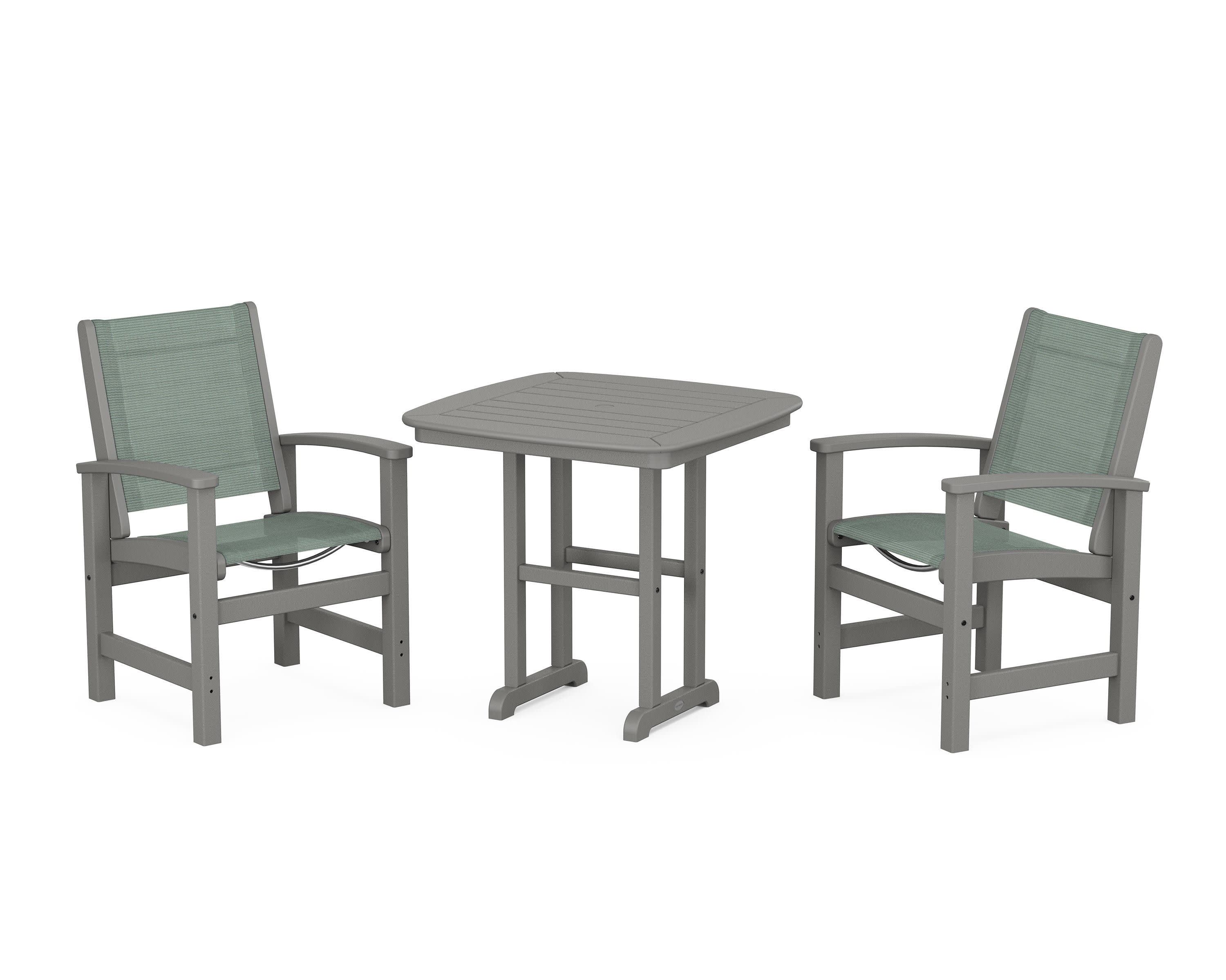 Coastal 3-Piece Dining Set in Slate Grey / Dupioni Sea Mist Sling