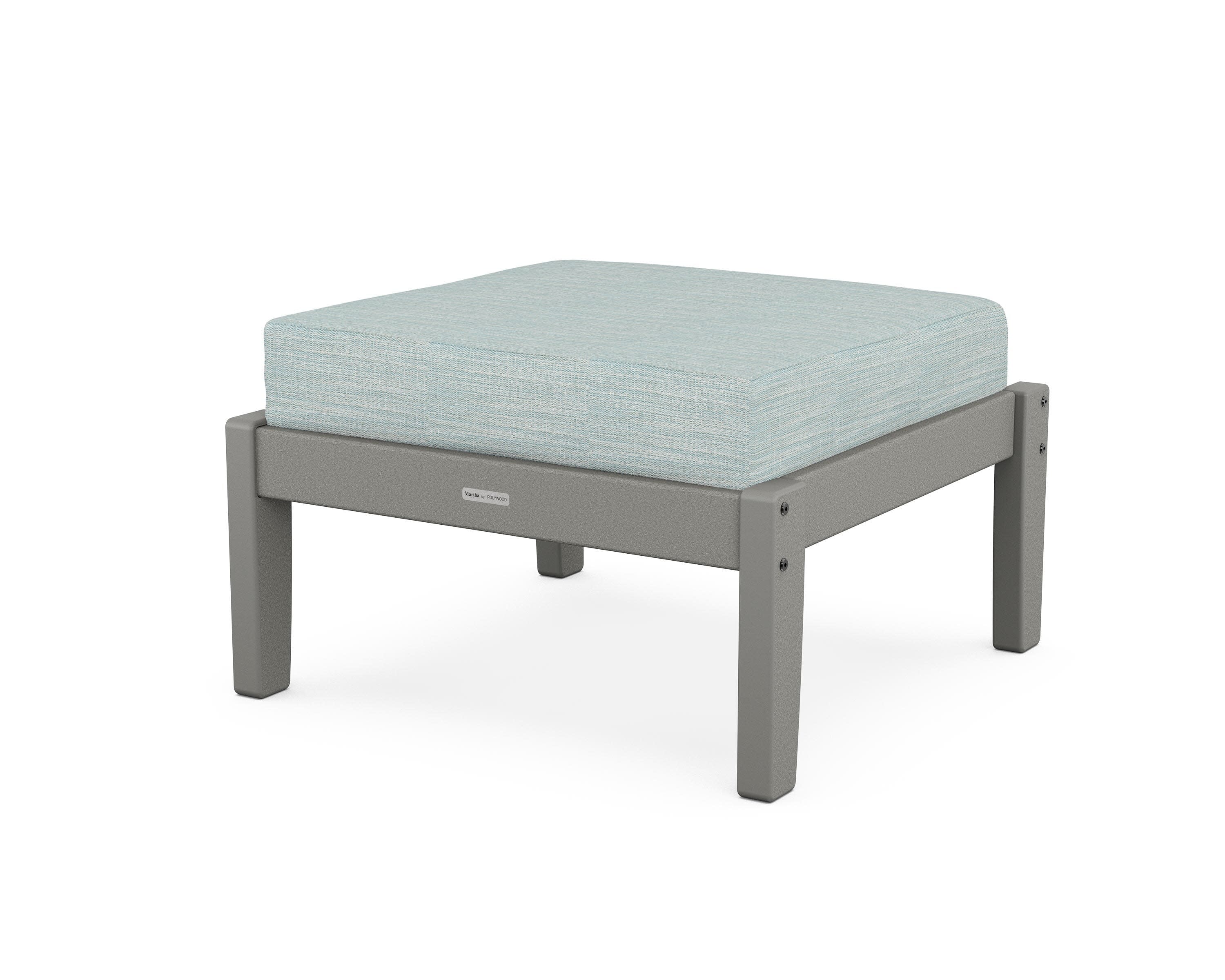 Chinoiserie Deep Seating Ottoman in Slate Grey / Soothe Mist