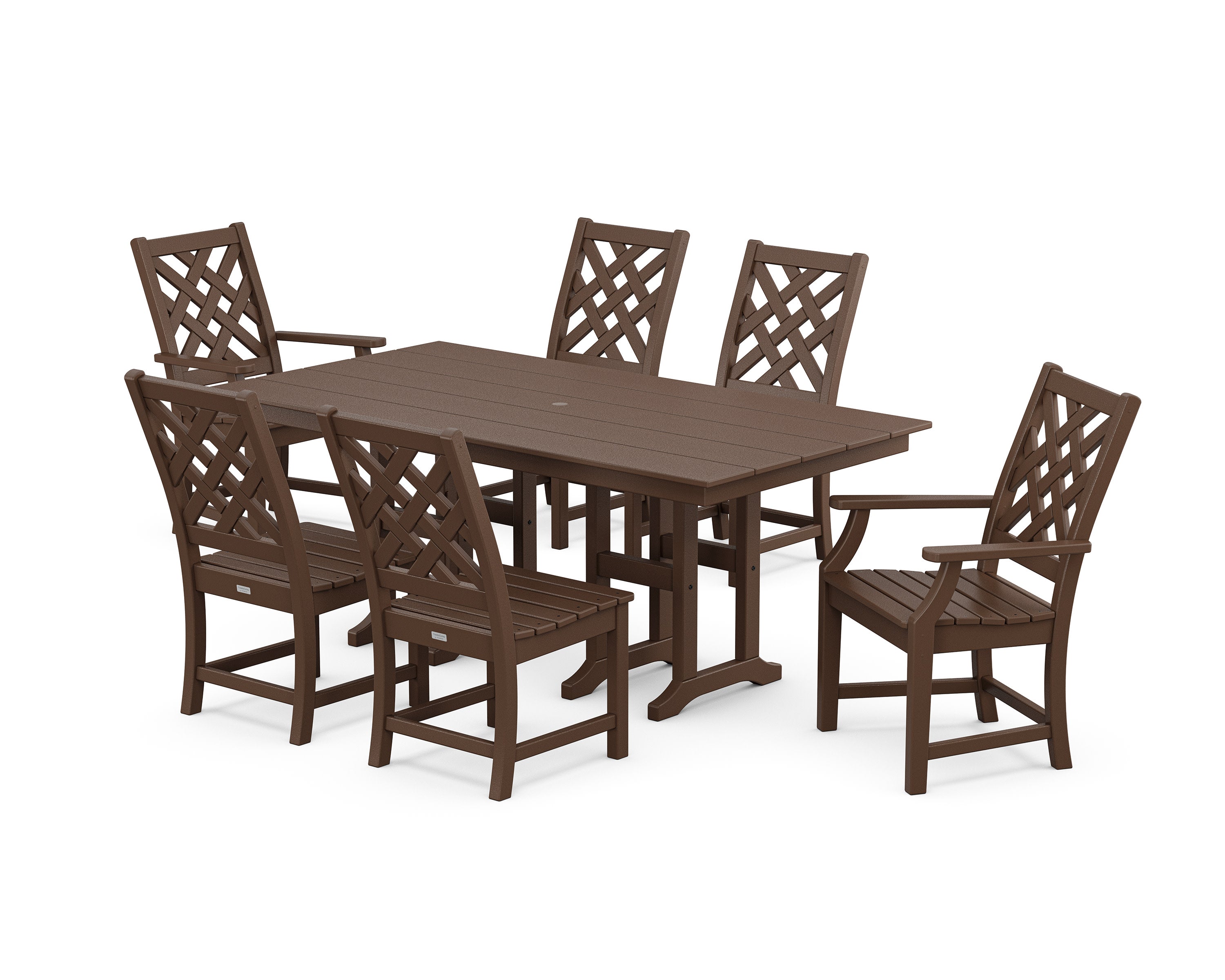 Wovendale 7-Piece Farmhouse Dining Set in Mahogany