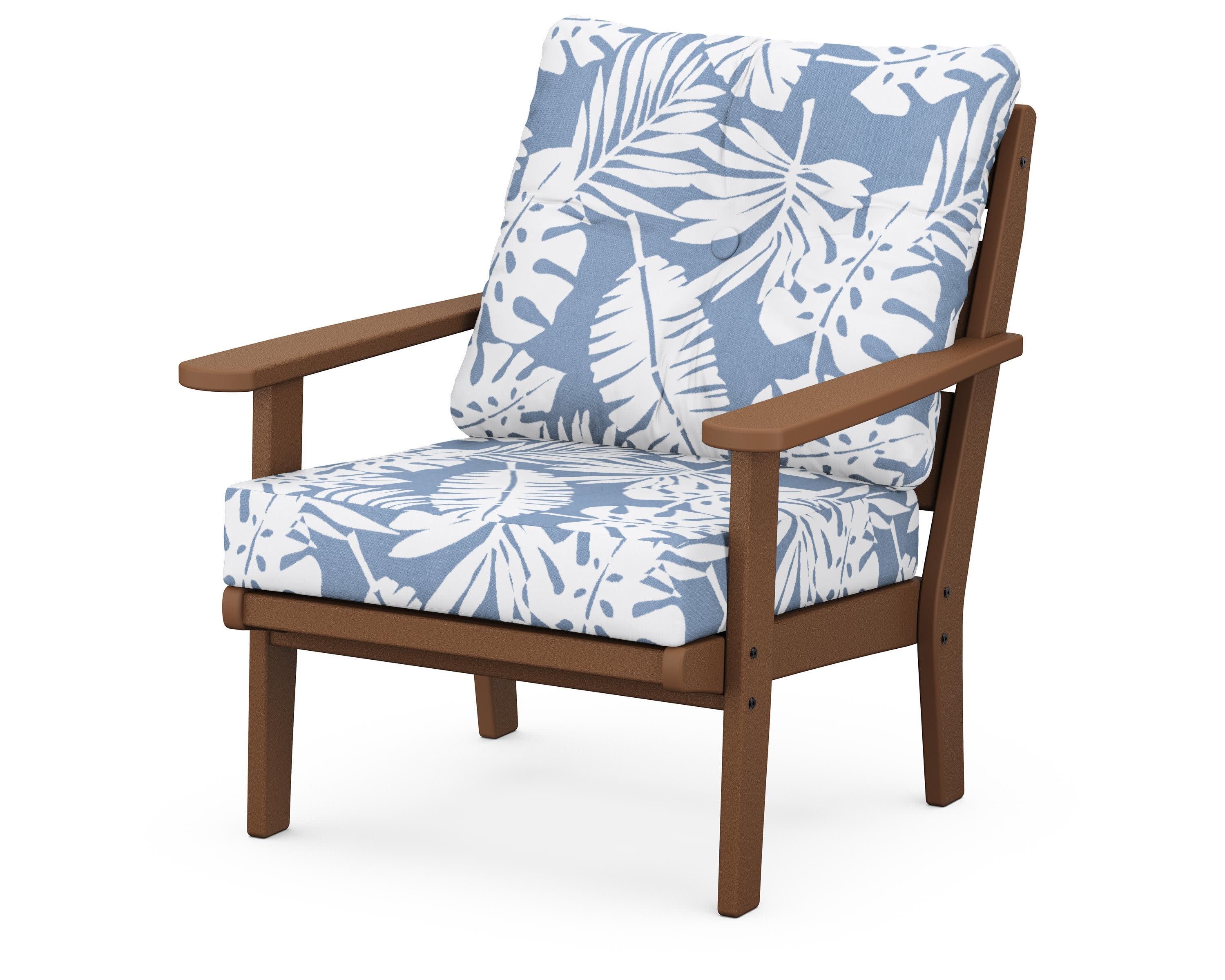 Lakeside Deep Seating Chair in Teak / Leaf Sky Blue