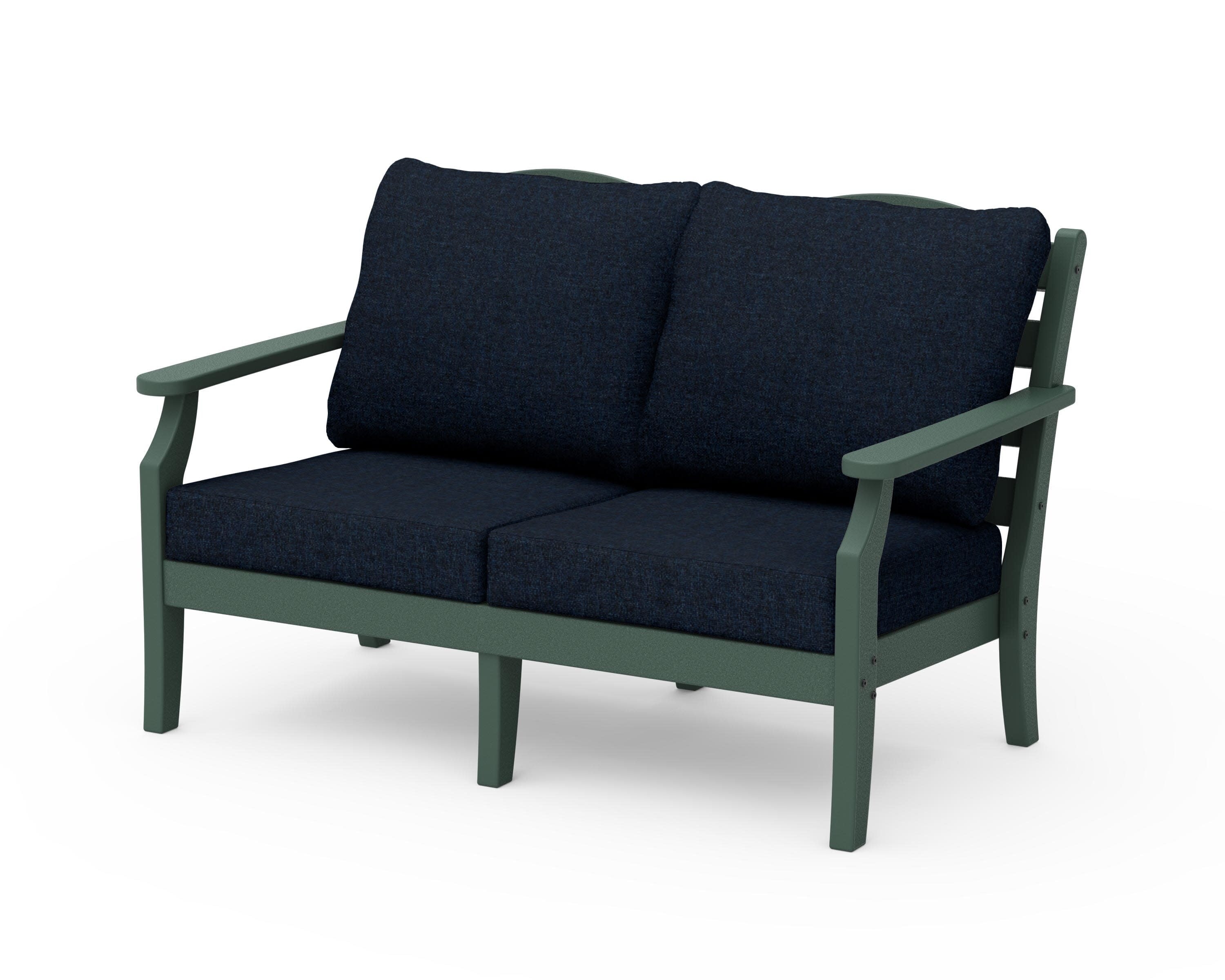 Savannah Deep Seating Loveseat in Green / Marine Indigo