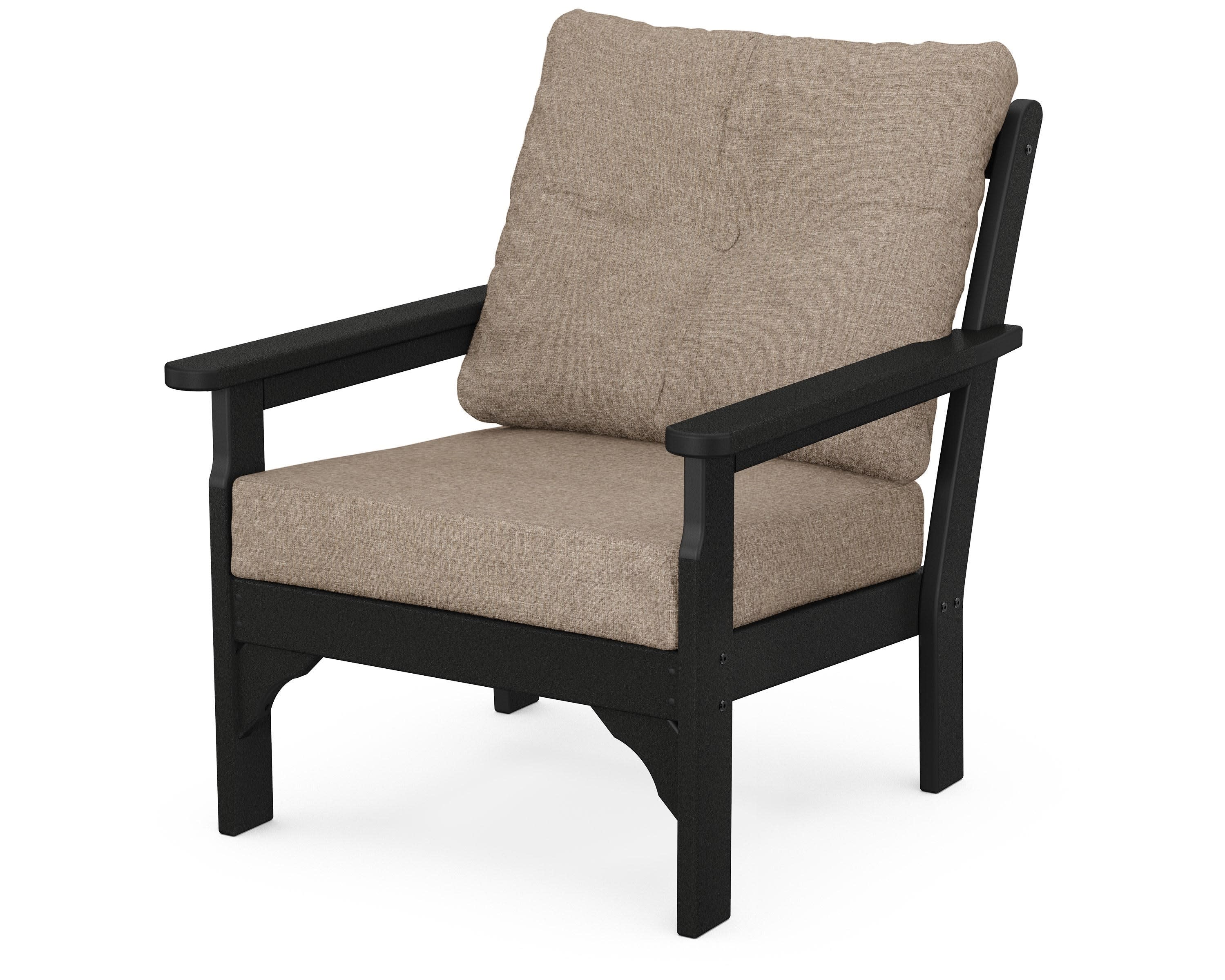 Vineyard Deep Seating Chair in Black / Spiced Burlap