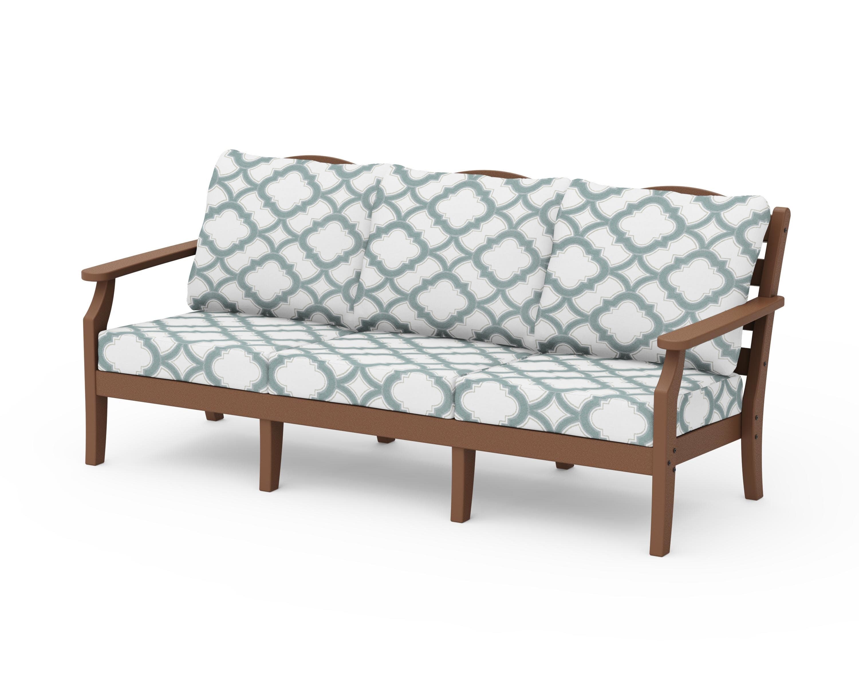 Savannah Deep Seating Sofa in Teak / Trellis Glacier Spa