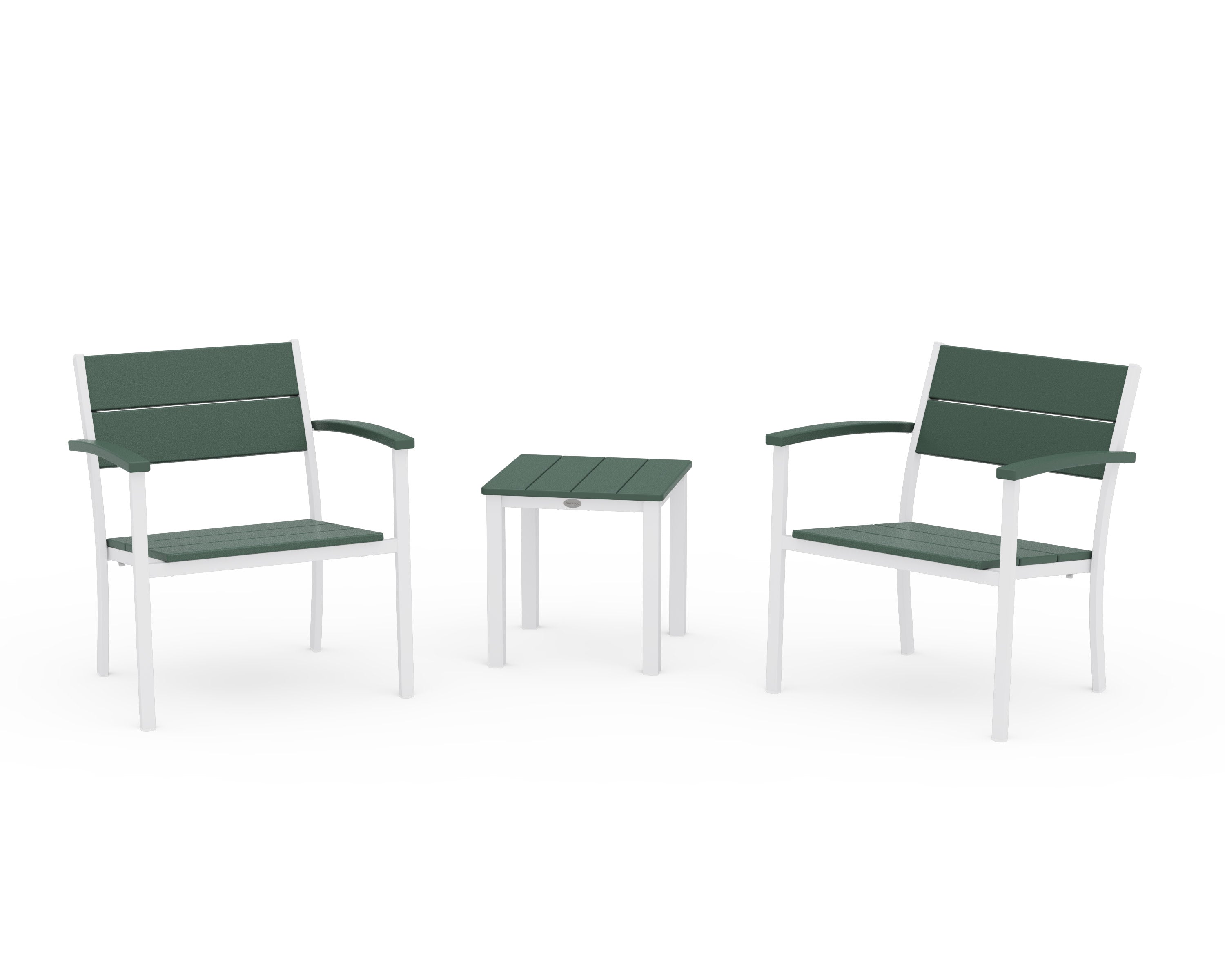 Main Street 3-Piece Lounge Chair Set in White / Green