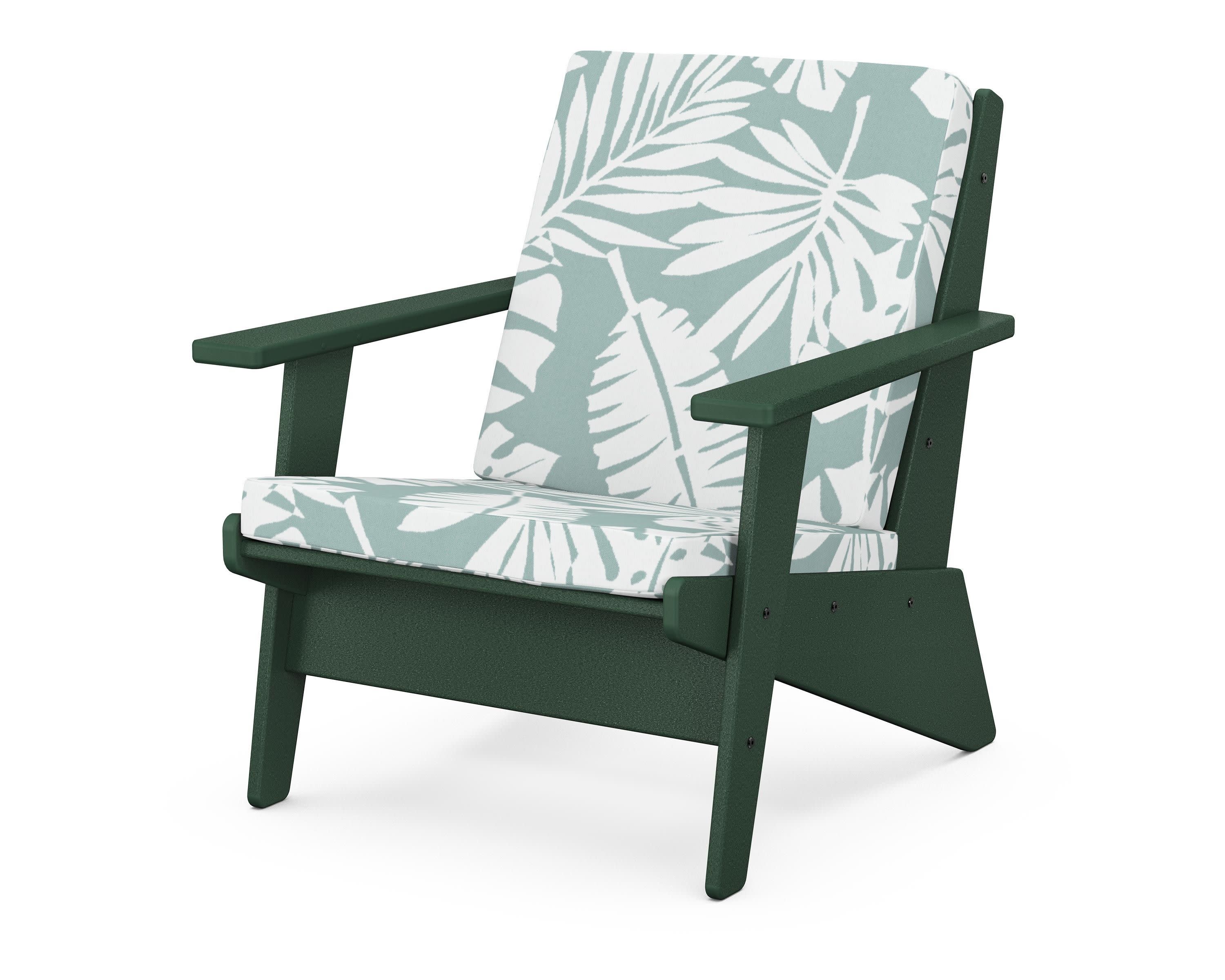 Riviera Modern Lounge Chair in Green / Leaf Glacier Spa